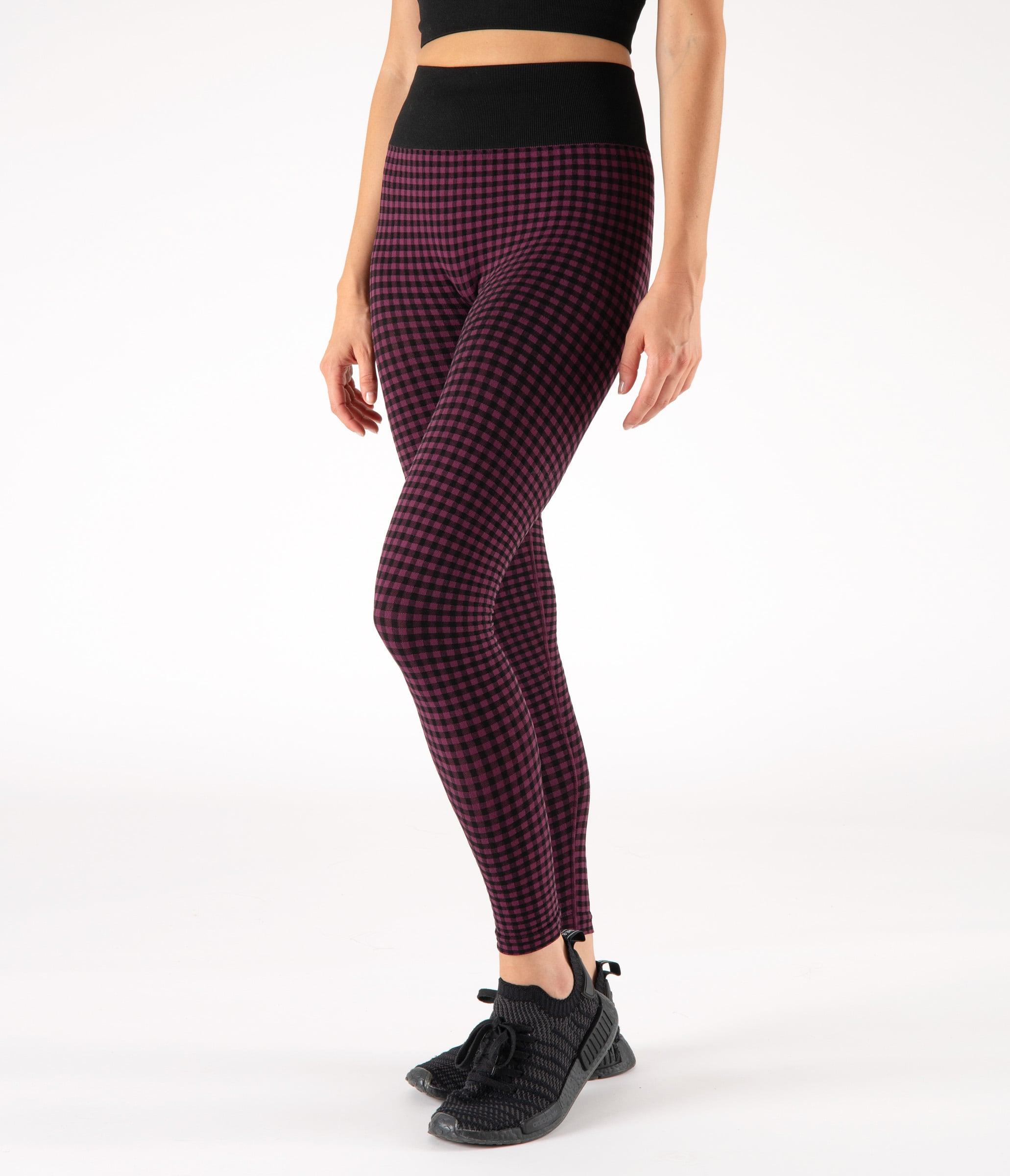 LEGGINGS SUTTON – CHECK – BLACK AND PLUM