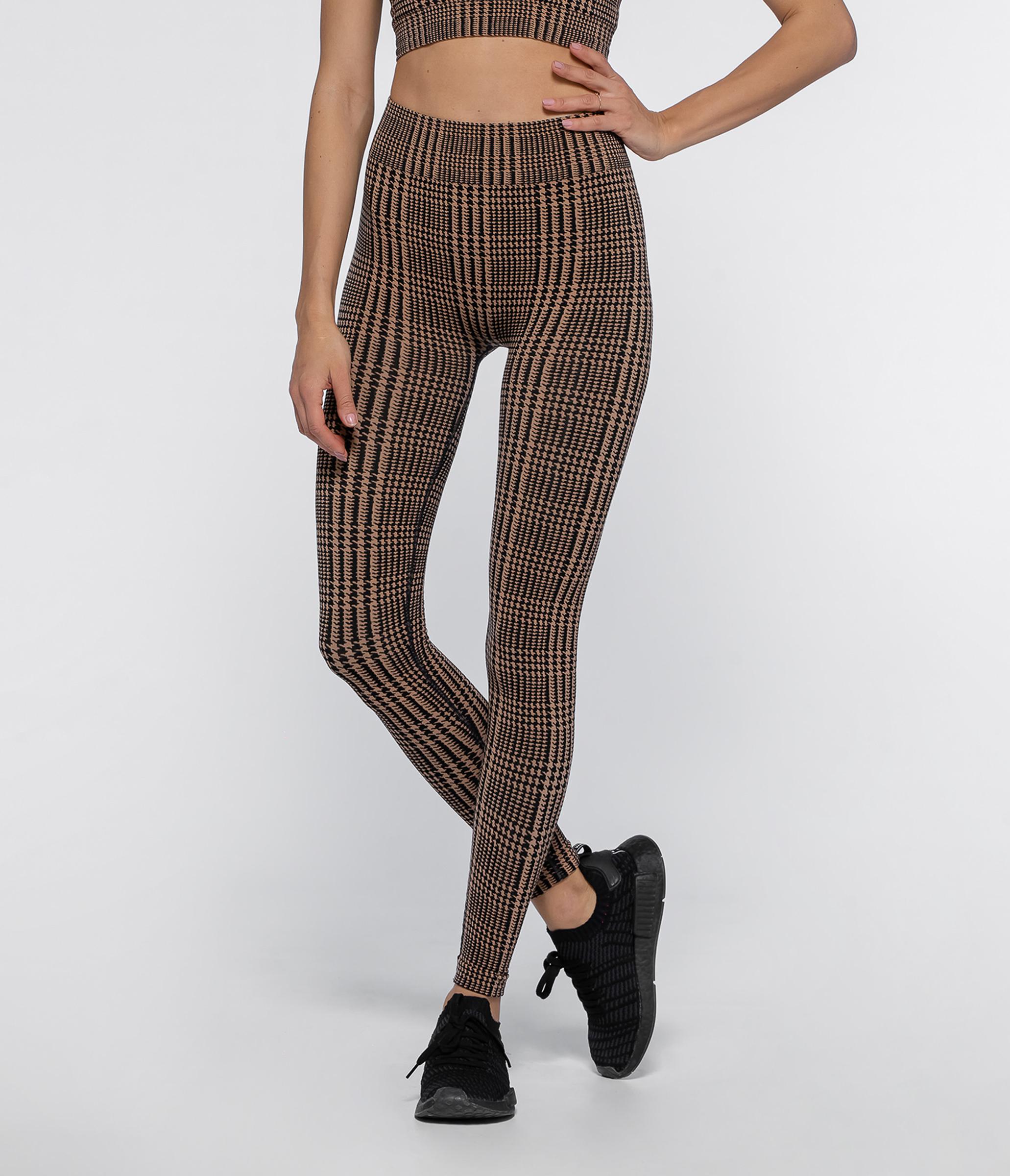 LEGGINGS SPORTIVI IN DRYARN DAKOTA HOUNDSTOOTH - BLACK/CAMEL