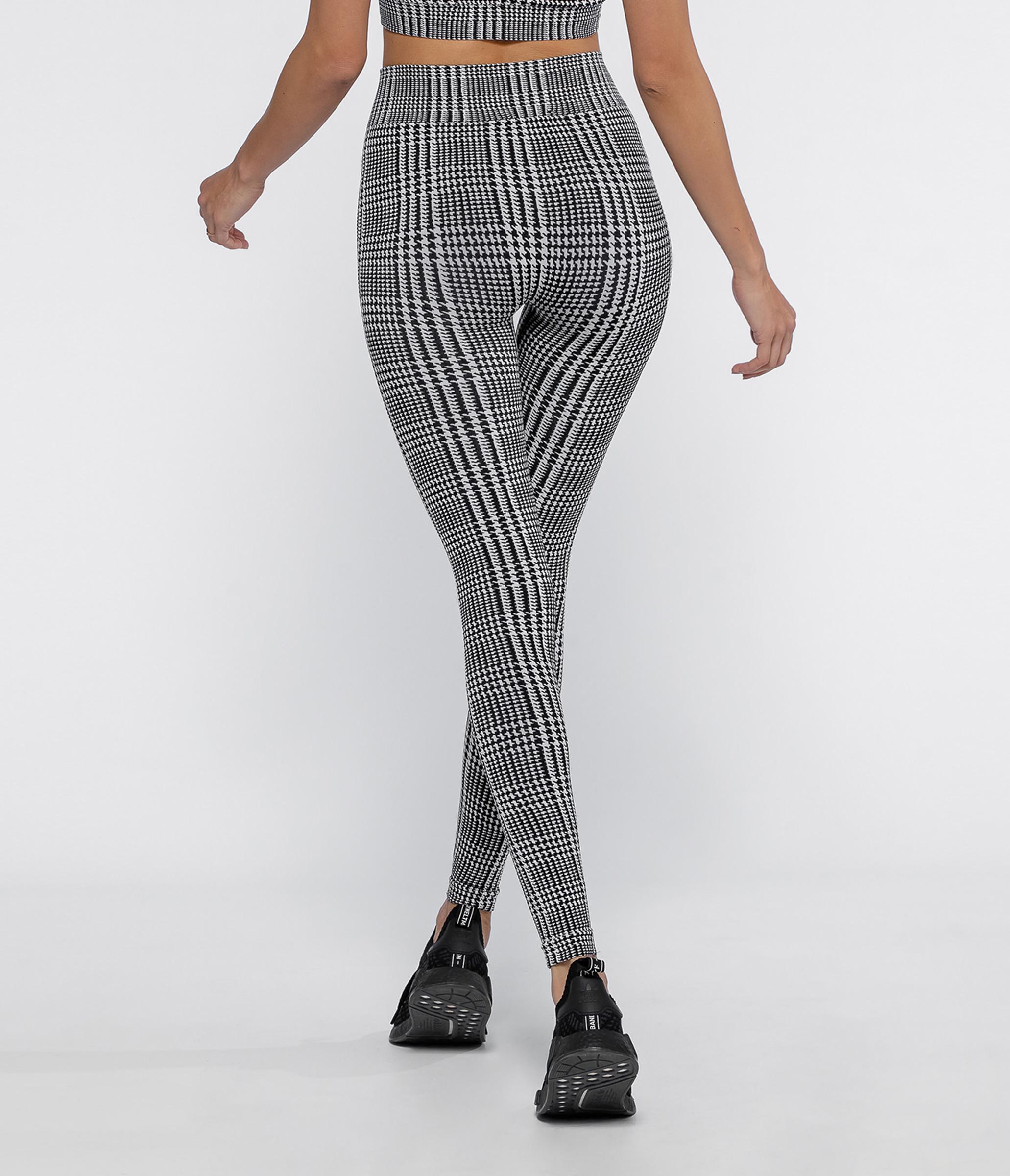 LEGGINGS SPORTIVI IN DRYARN DAKOTA HOUNDSTOOTH - BLACK/WHITE