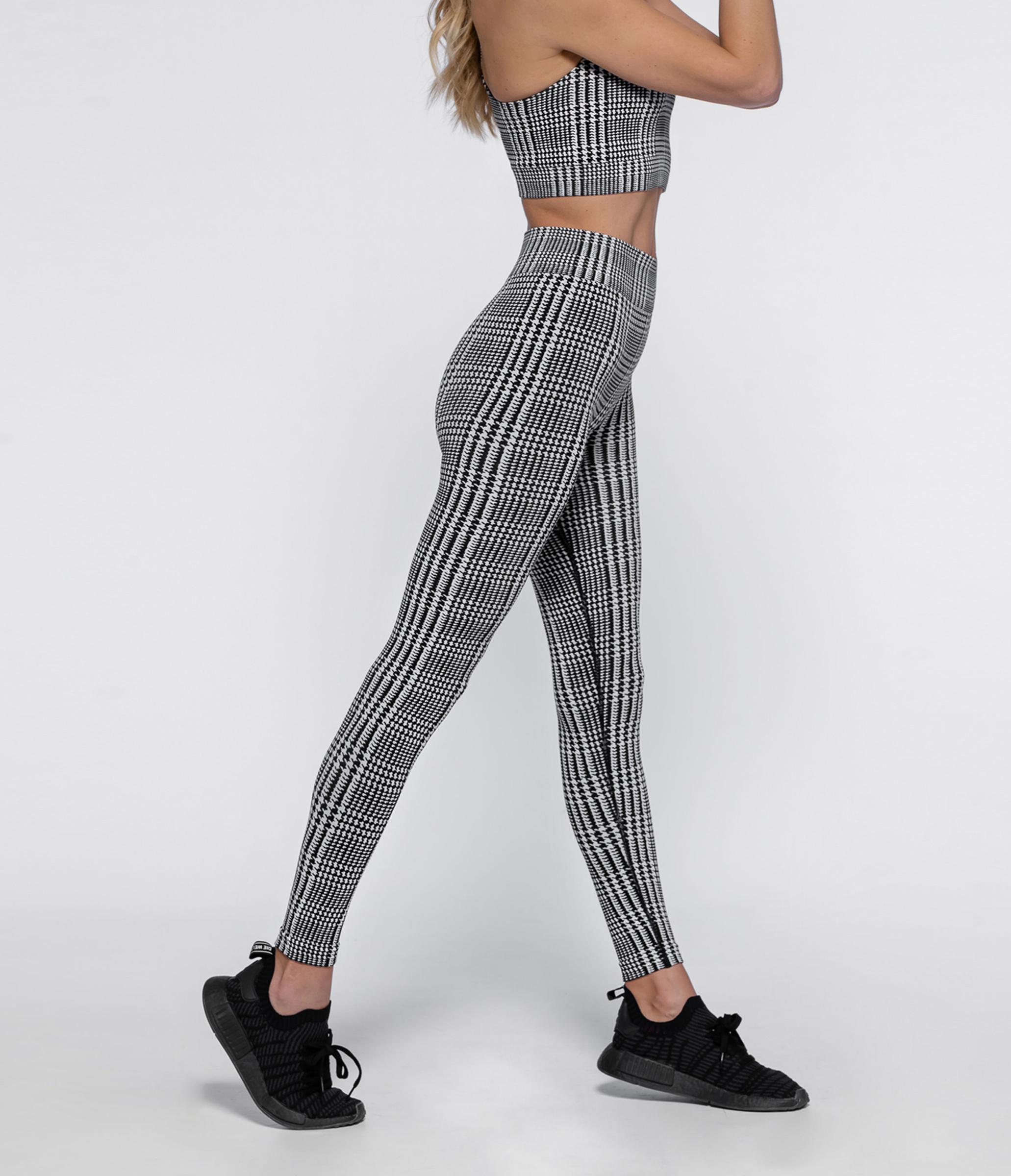 LEGGINGS SPORTIVI IN DRYARN DAKOTA HOUNDSTOOTH - BLACK/WHITE