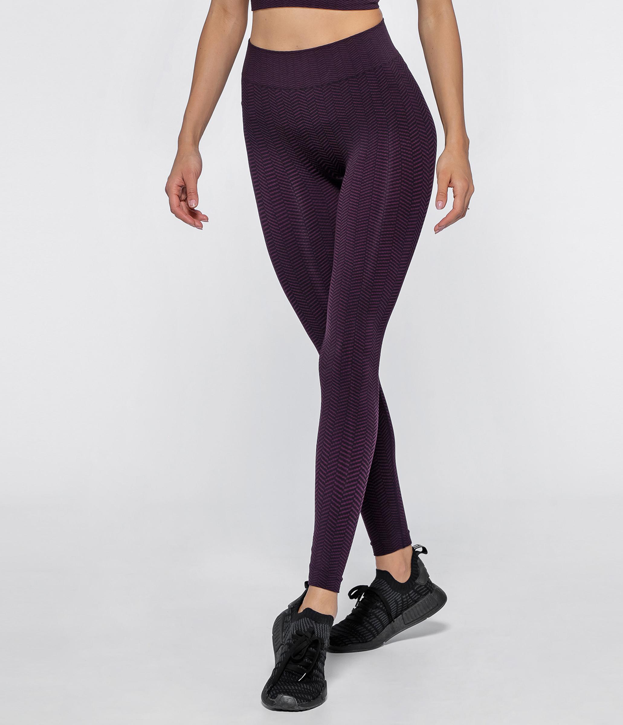 LEGGINGS SPORTIVO DAKOTA HERRINGBONE - BLACK/PLUM