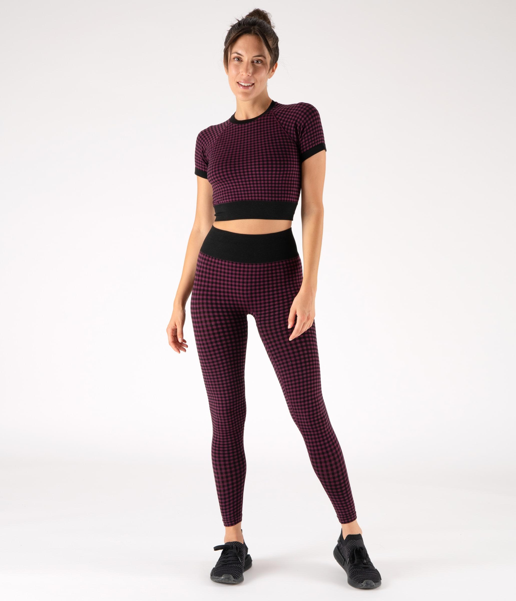 LEGGINGS SUTTON – CHECK – BLACK AND PLUM