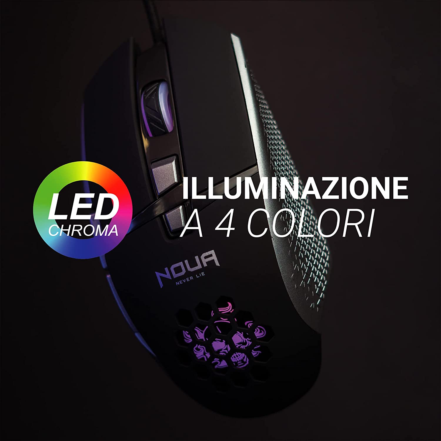 MOUSE NOUA Usb Gaming Roka Illuminazione Led a 4 Colori Instant 704 8 Tasti 7200DPI Regolabili