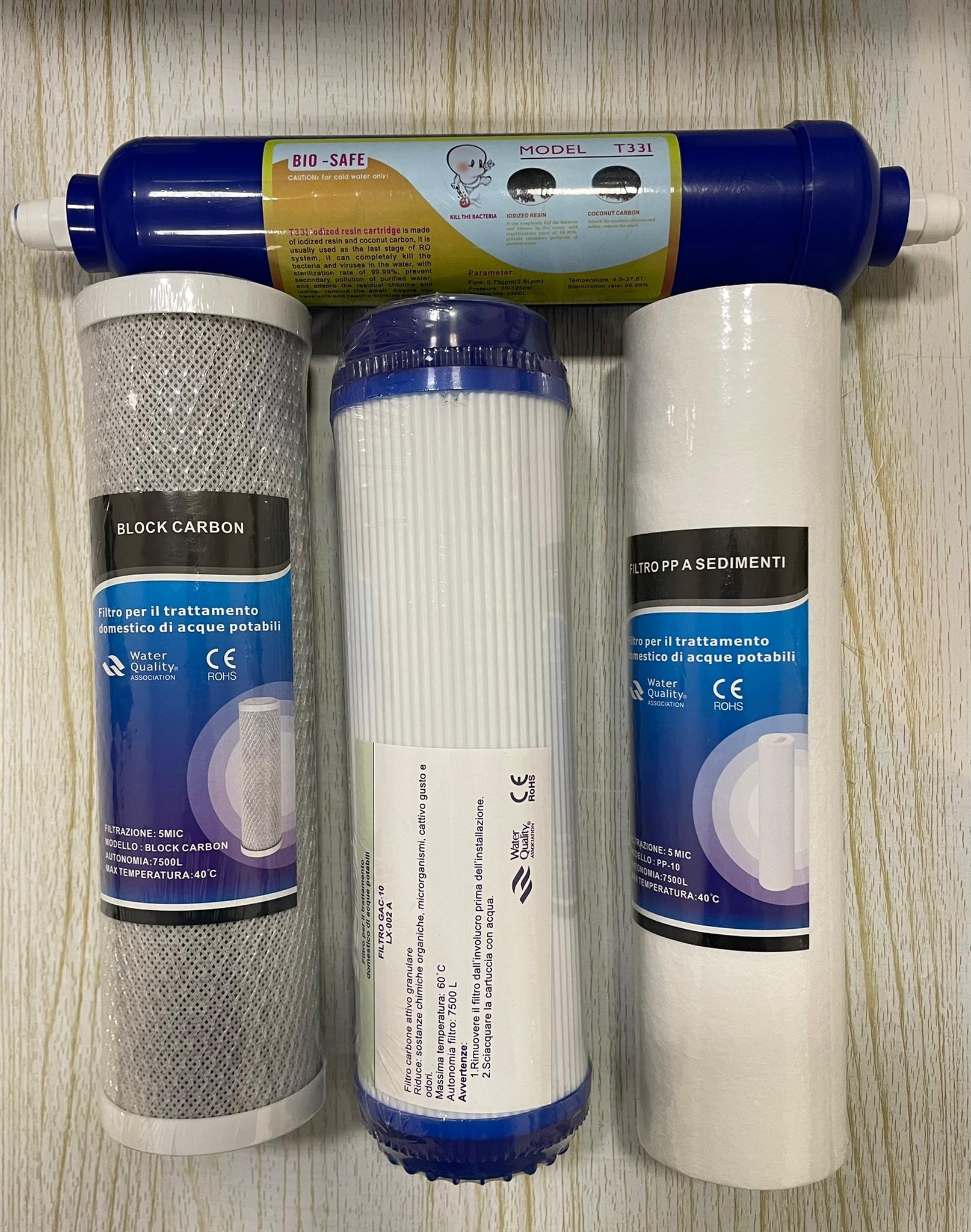 FILTRI kit di ricambio OSMOSI Inversa depuratore Filtro acqua osmosi 4  pezzi