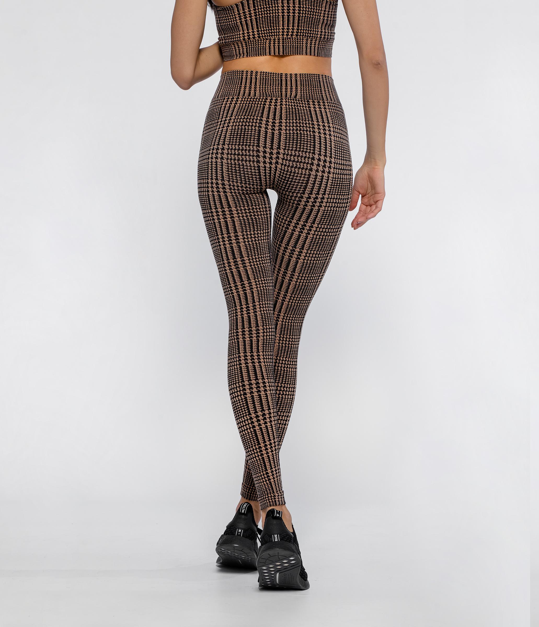 LEGGINGS SPORTIVI IN DRYARN DAKOTA HOUNDSTOOTH - BLACK/CAMEL