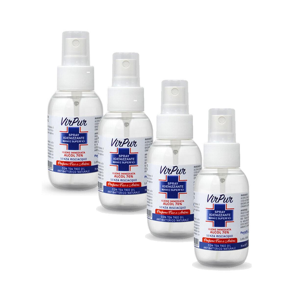 Set di 4 pezzi Pharmalife VirPur Spray per mani e superfici da 70 ml