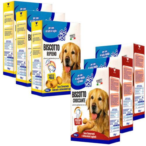 NoiVoi - Offerta 6 scatole da 500 gr. di Biscotti per Cani Ripieno e Croccante