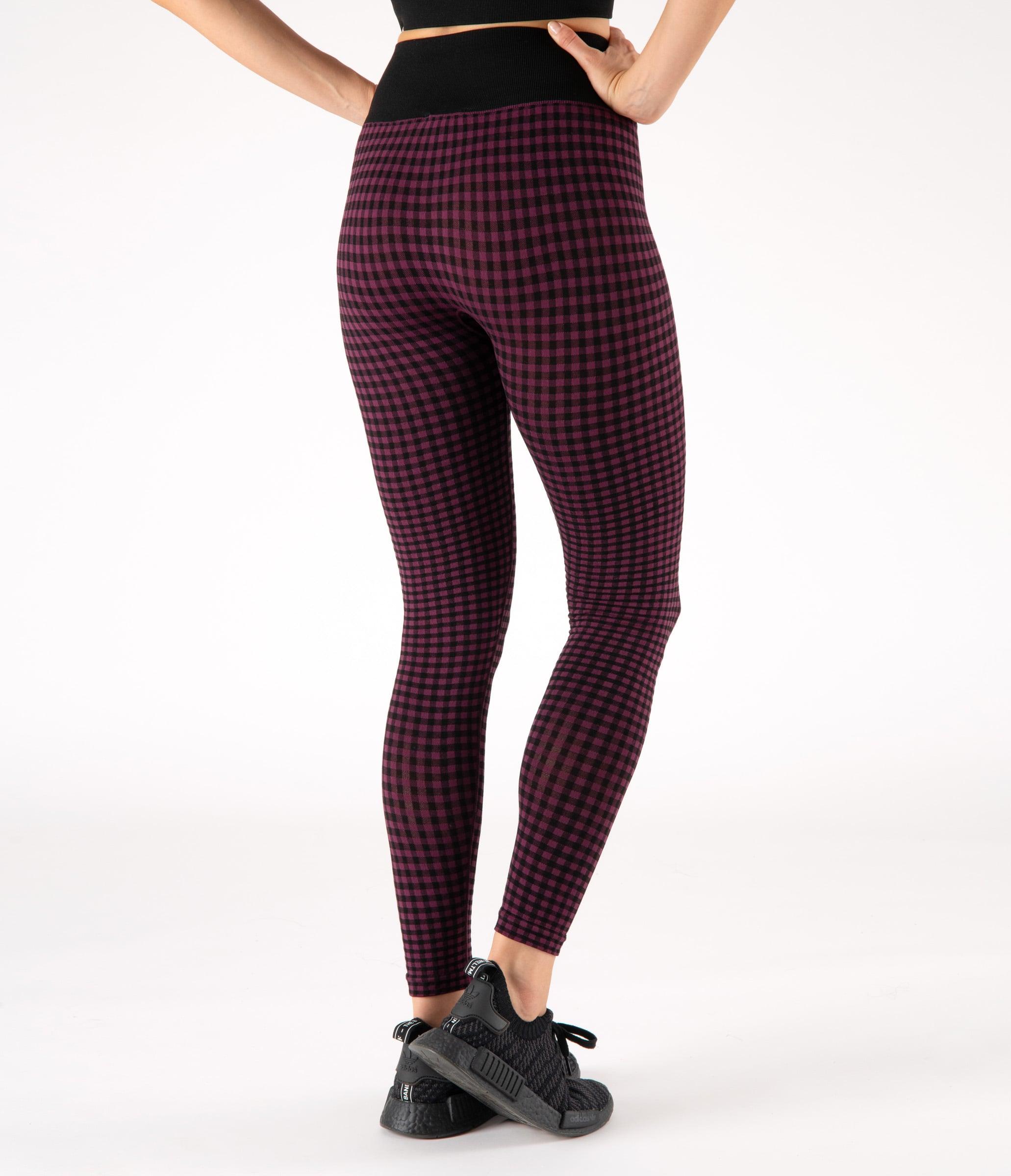 LEGGINGS SUTTON – CHECK – BLACK AND PLUM