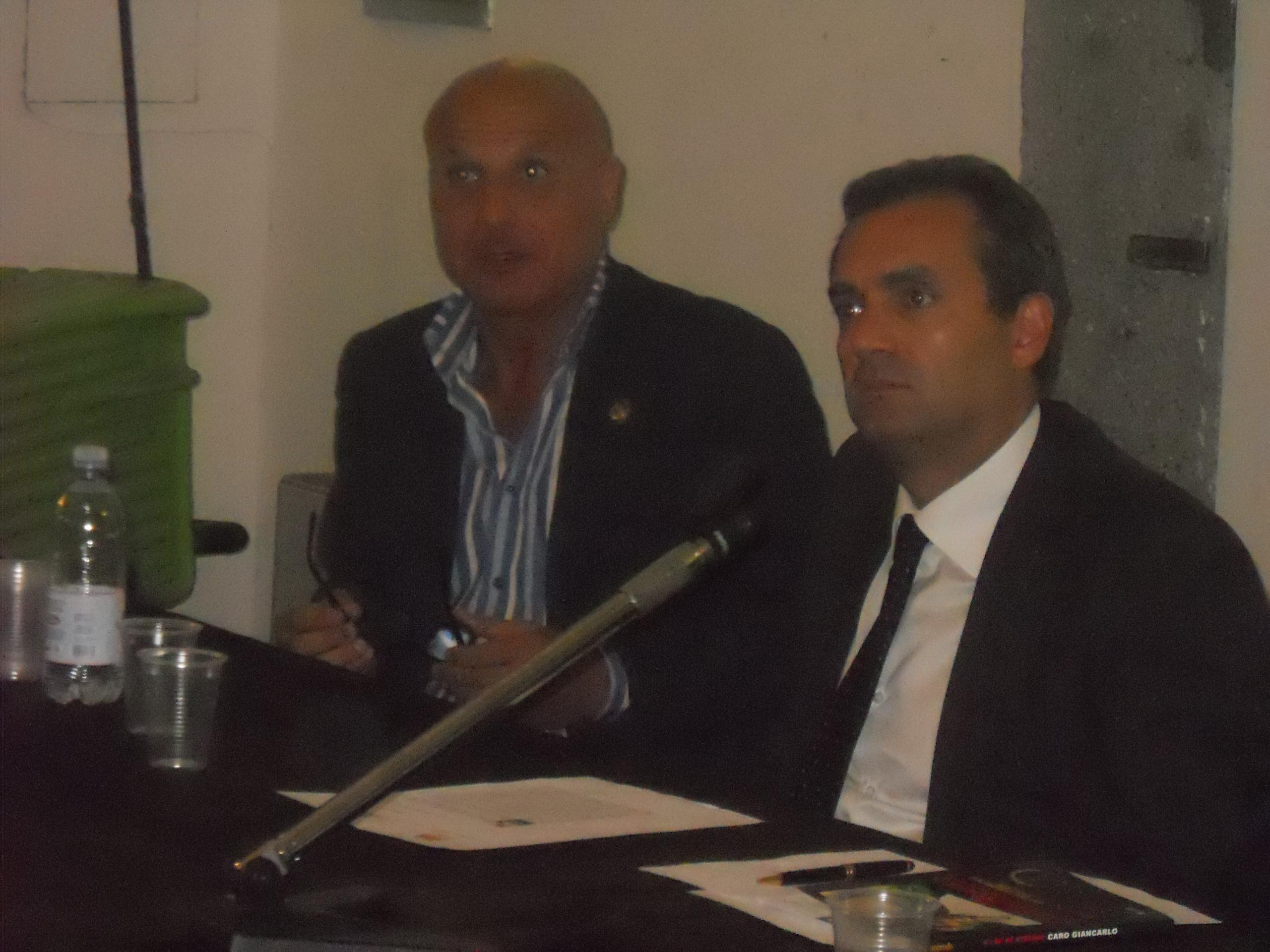 col sindaco De Magistris al P.A.N per mio libro su Giancarlo Siani, assieme a Ferdinando Imposimato