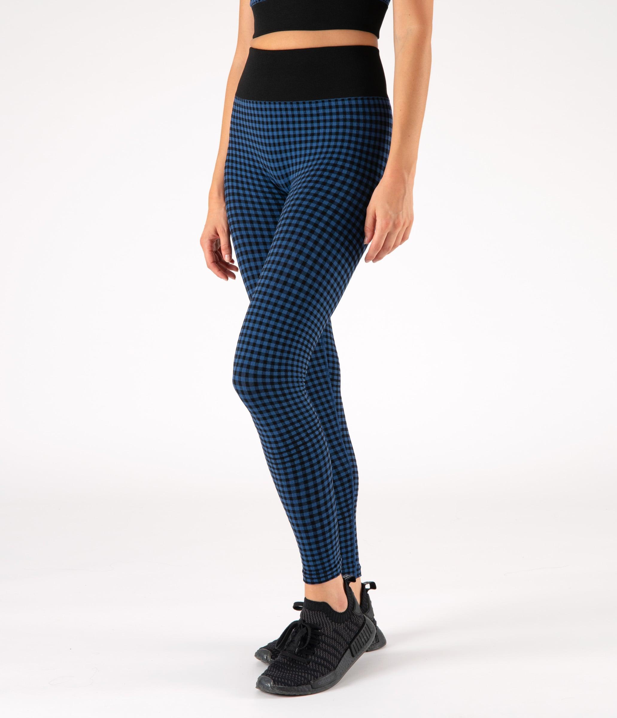 LEGGINGS SUTTON – CHECK – BLACK AND COBALT