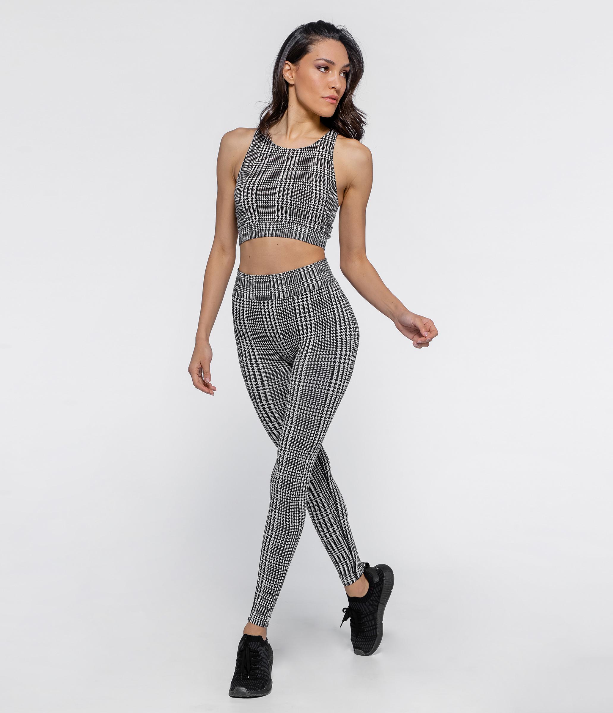 TOP SPORTIVO IN DRYARN RIVIERA HOUNDSTOOTH - BLACK/WHITE