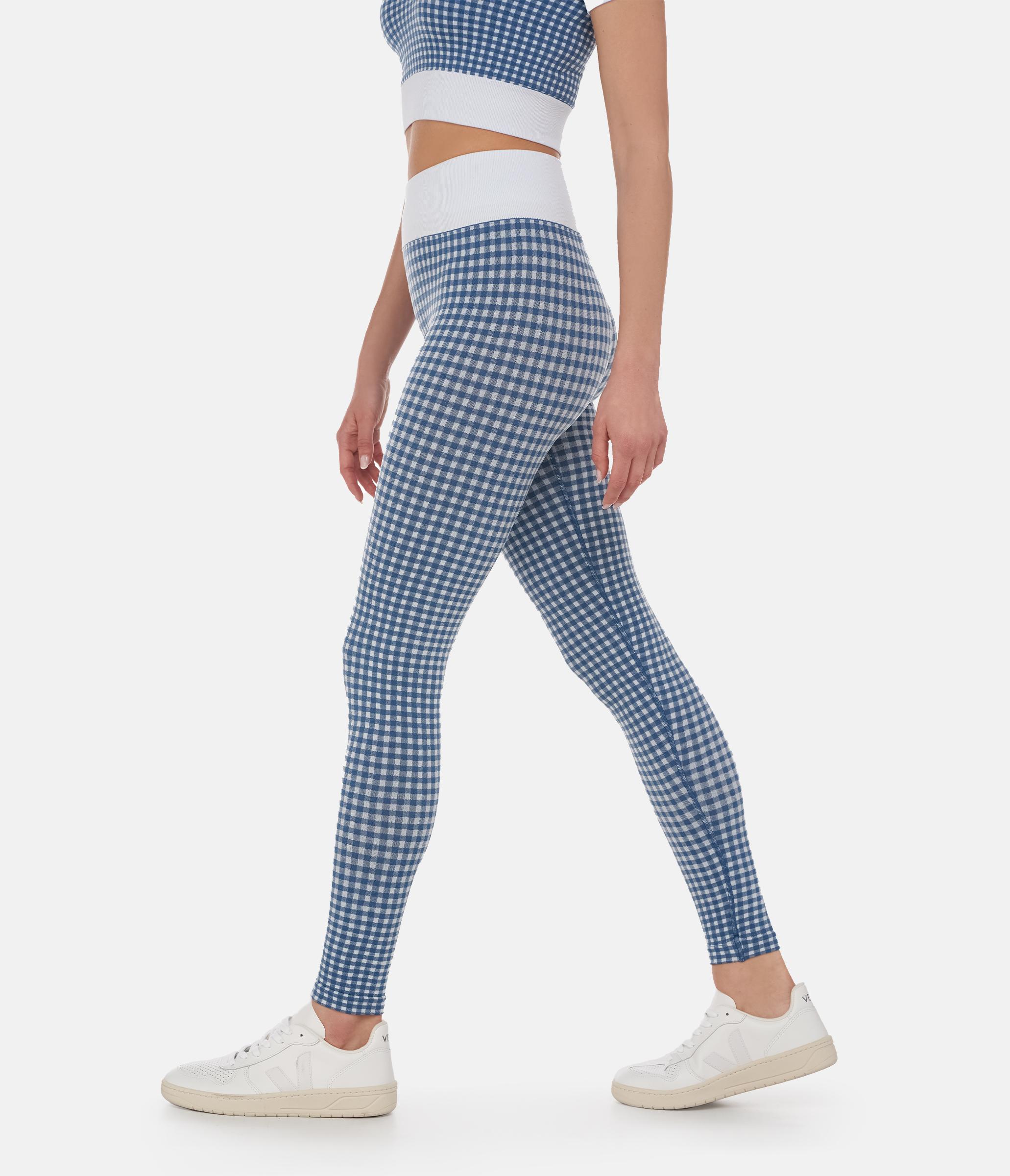 LEGGINGS SUTTON – VICHY – WHITE AND LAKE WATER