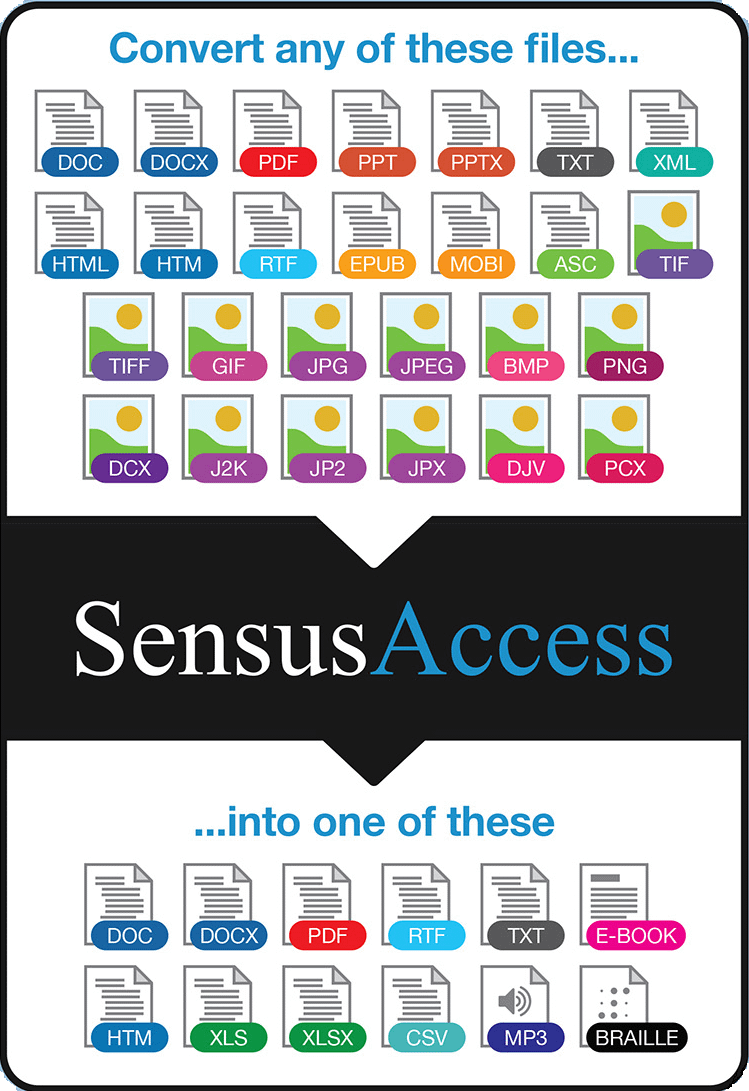 schema dei vari formati di file supportati da SensusAccess