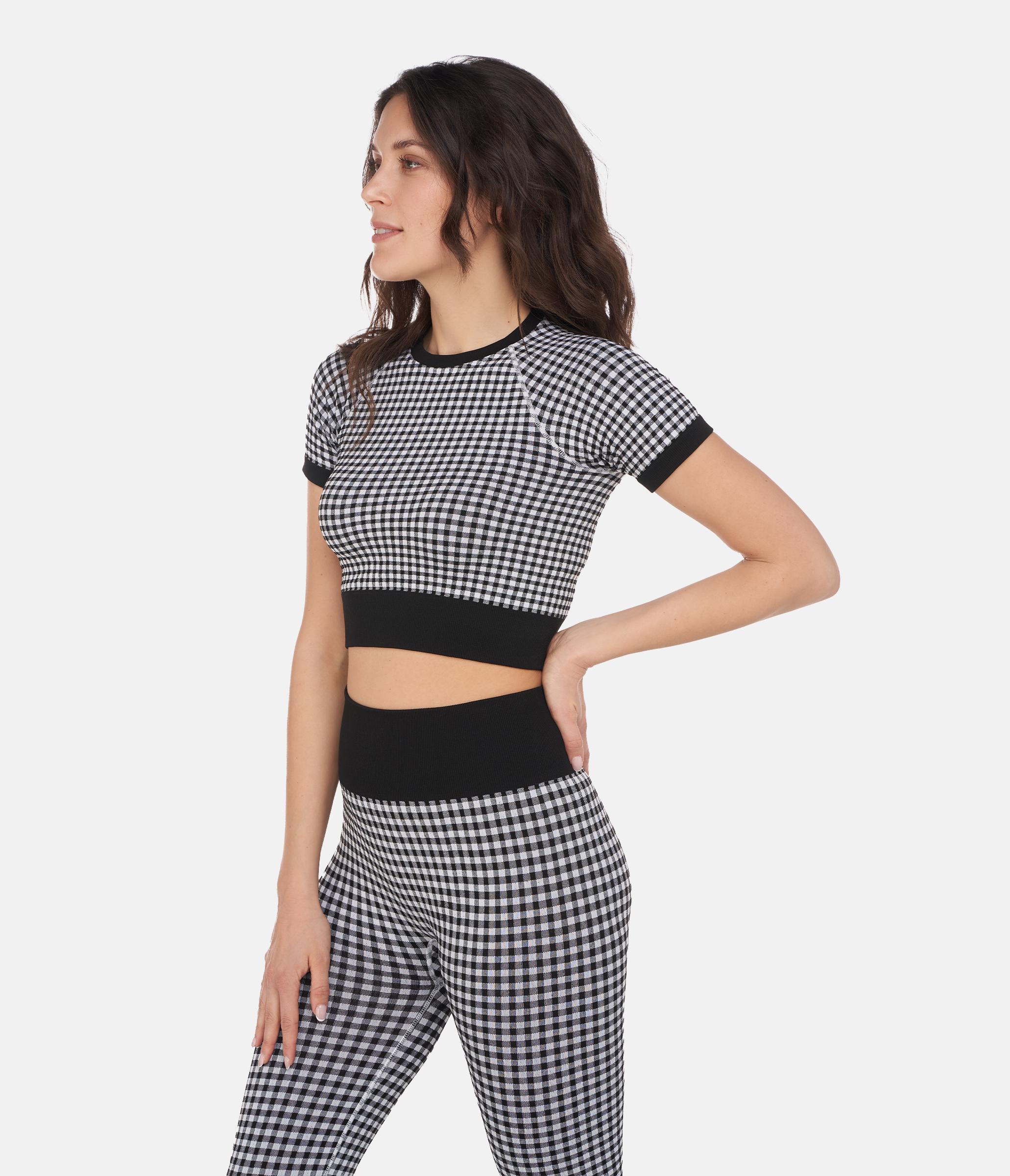 CROP TOP SPORTIVO GEORGIE – VICHY – BLACK AND WHITE