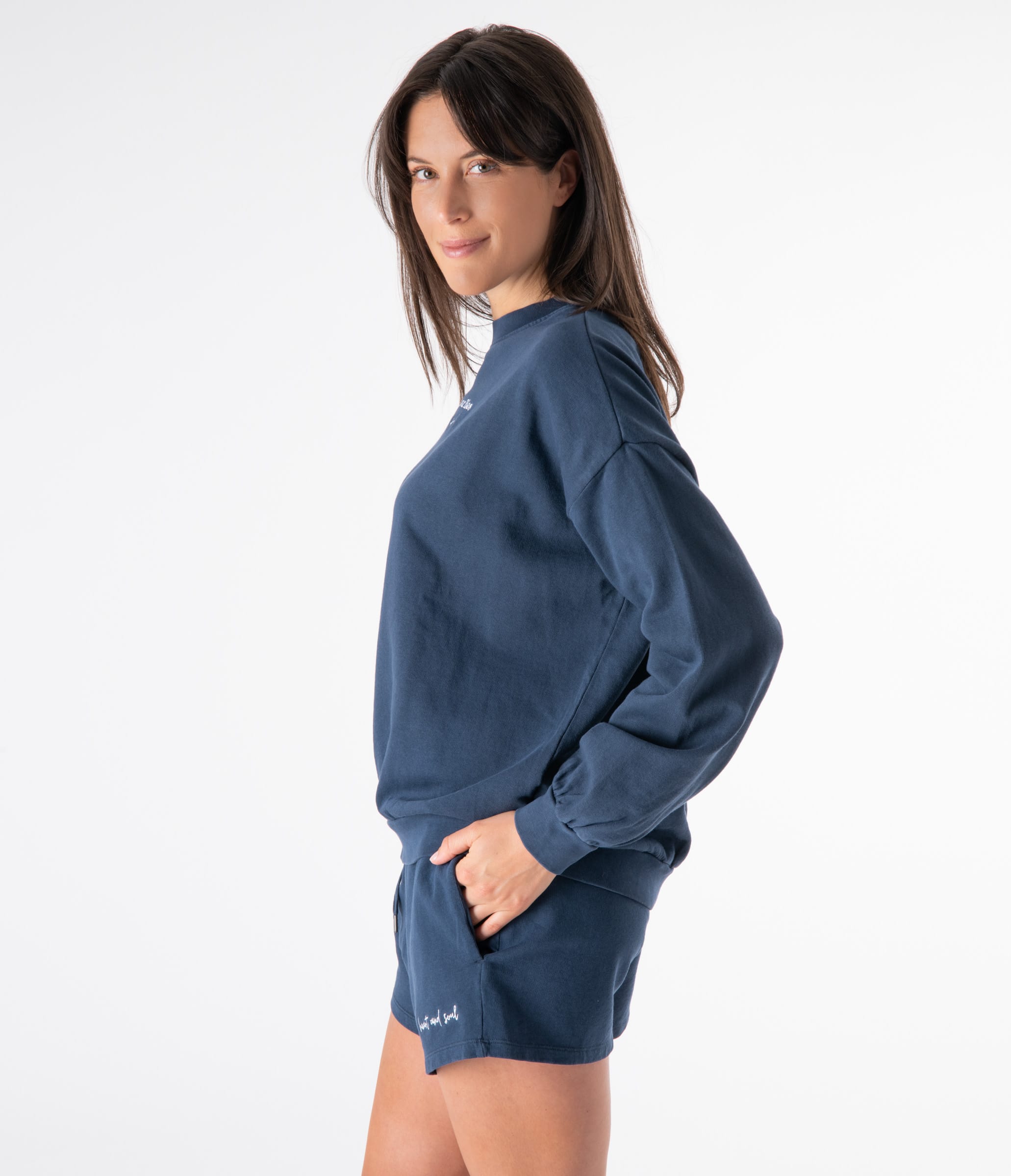 FELPA GIROCOLLO MIA OVERSIZE - DEEP BLUE