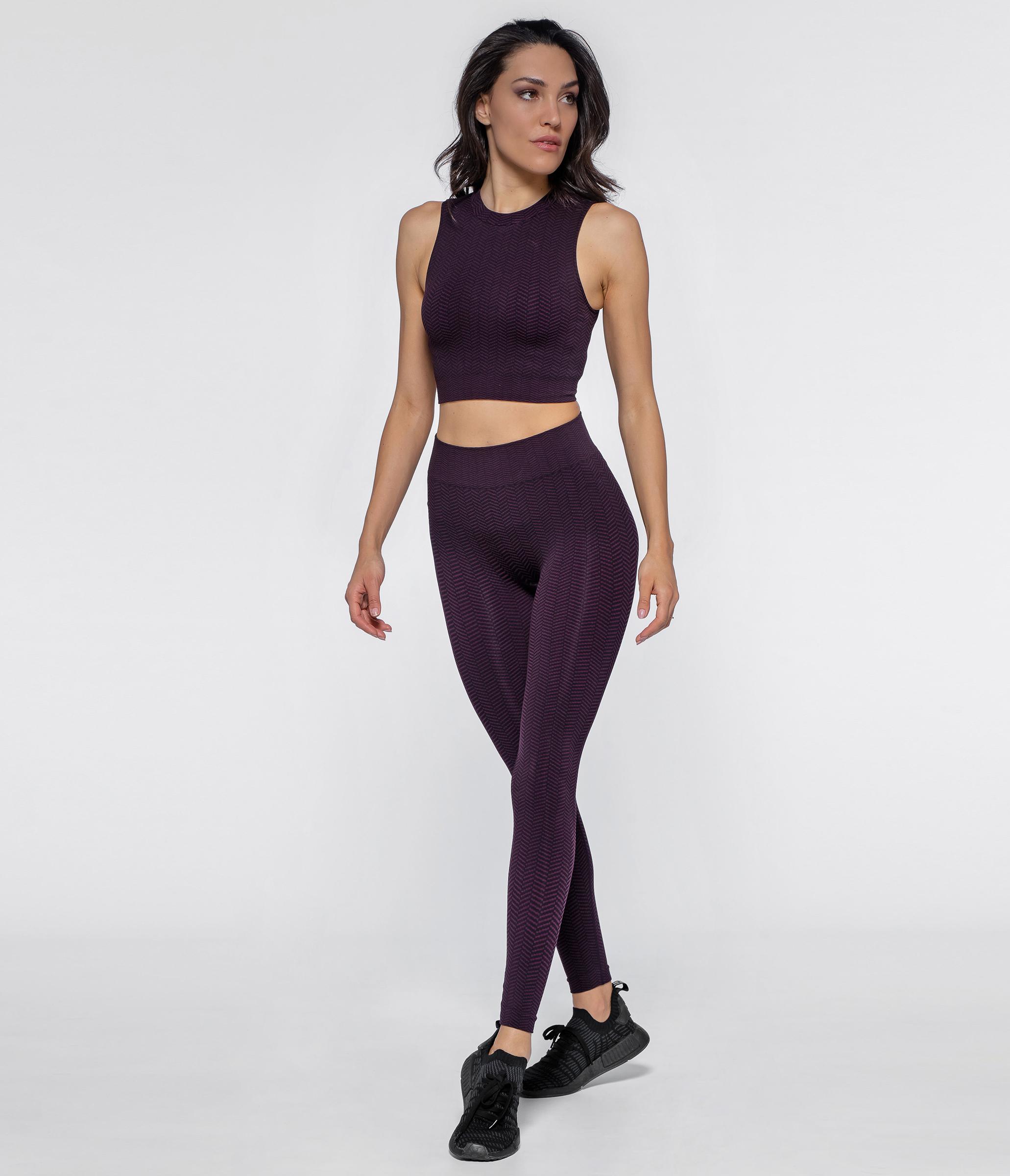 LEGGINGS SPORTIVO DAKOTA HERRINGBONE - BLACK/PLUM