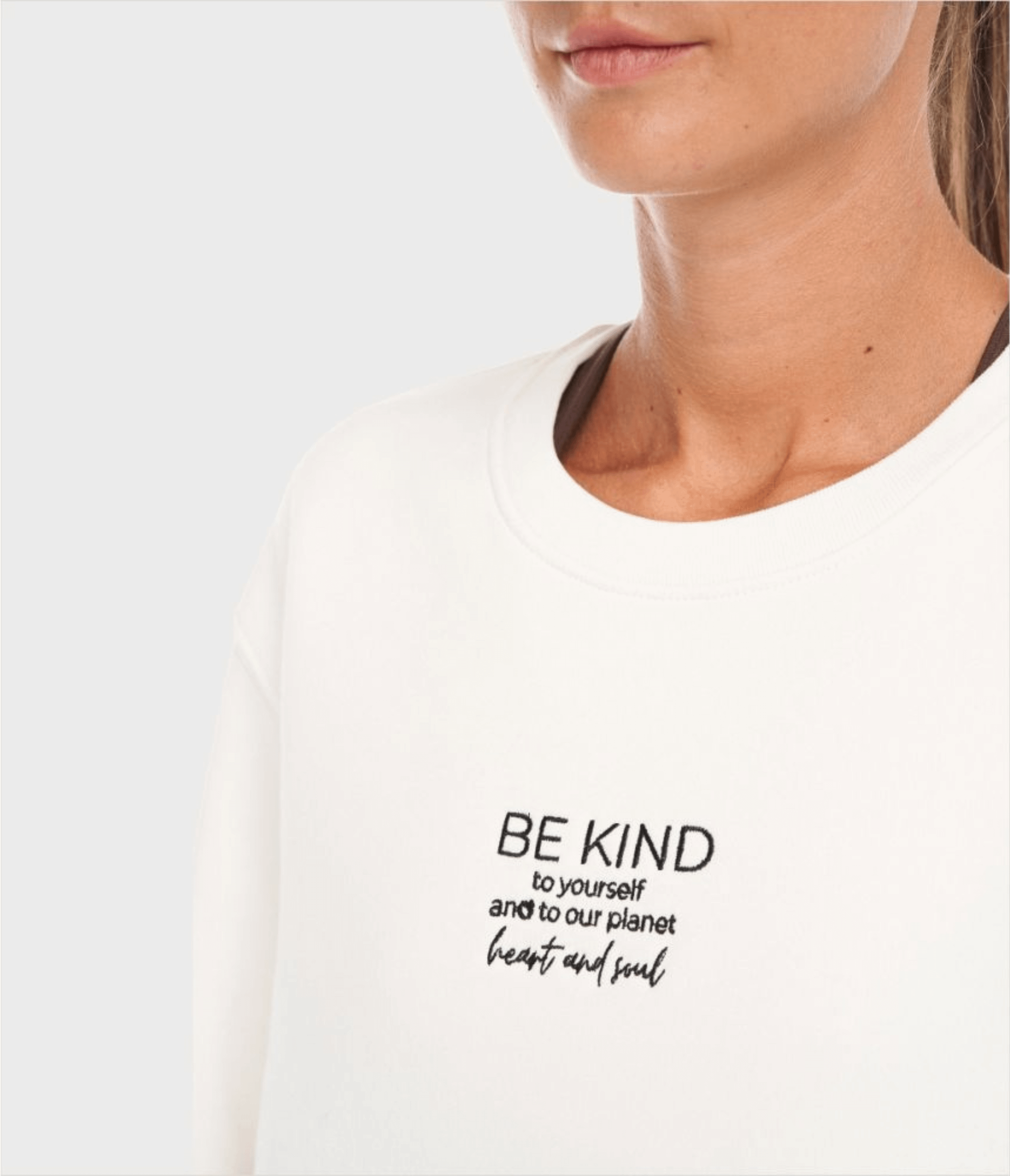 FELPA GIROCOLLO COLUMBIA – BE KIND - VANILLA