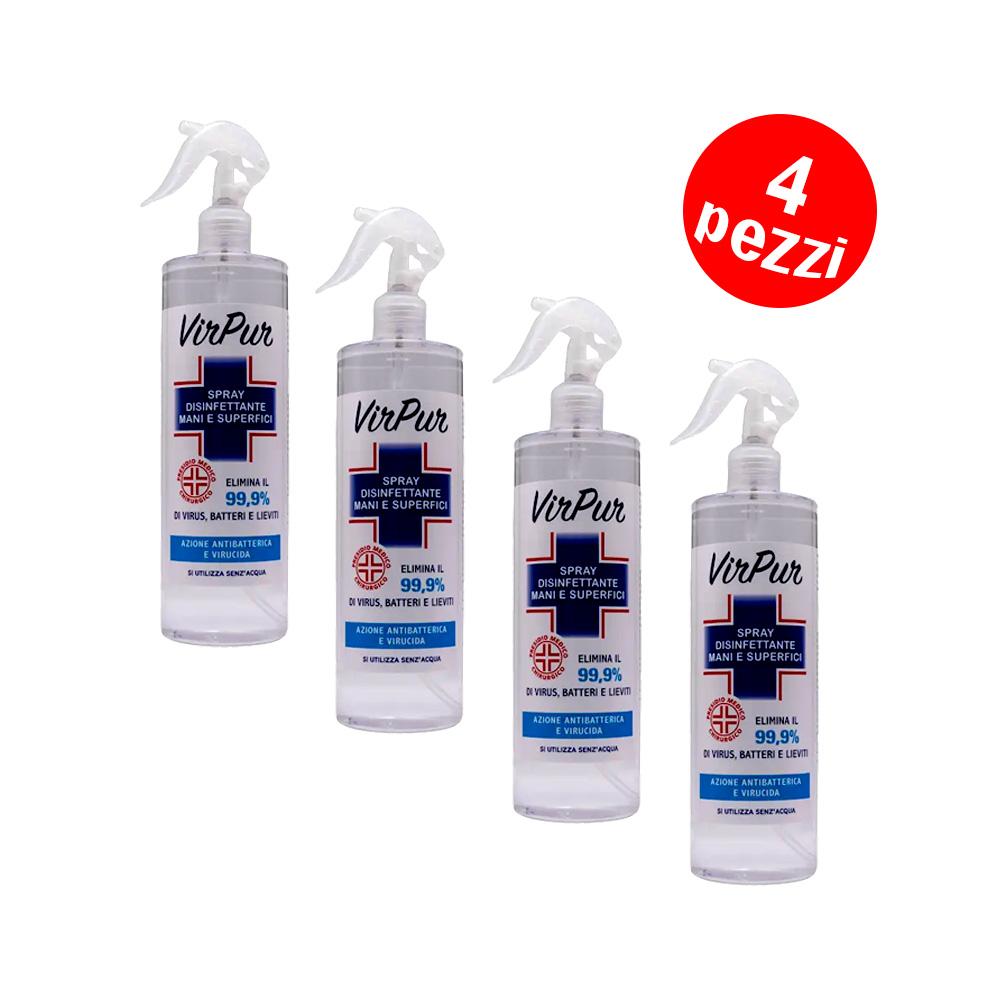 VirPur Spray per pulizia delle mani e superfici 500 ml - Offerta 4 Pezzi