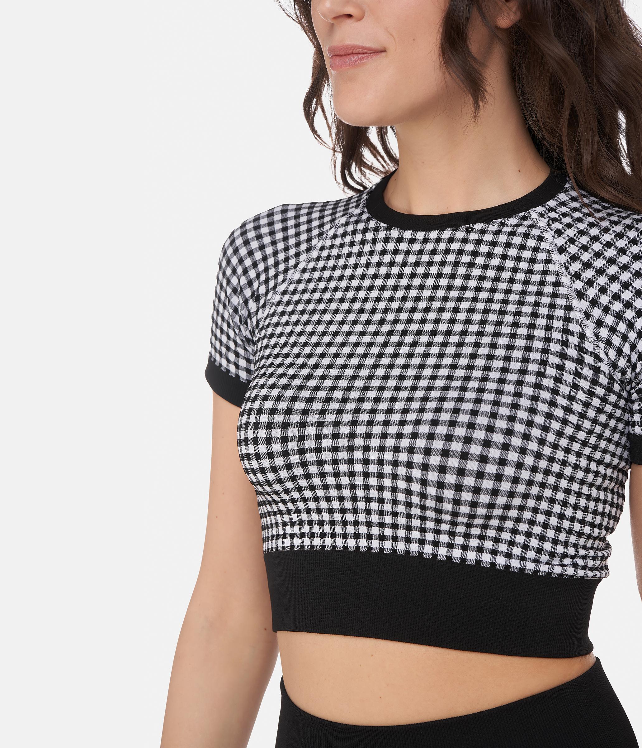 CROP TOP SPORTIVO GEORGIE – VICHY – BLACK AND WHITE