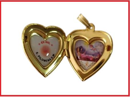 St Philomena Heart-shaped locket  2nd class relic