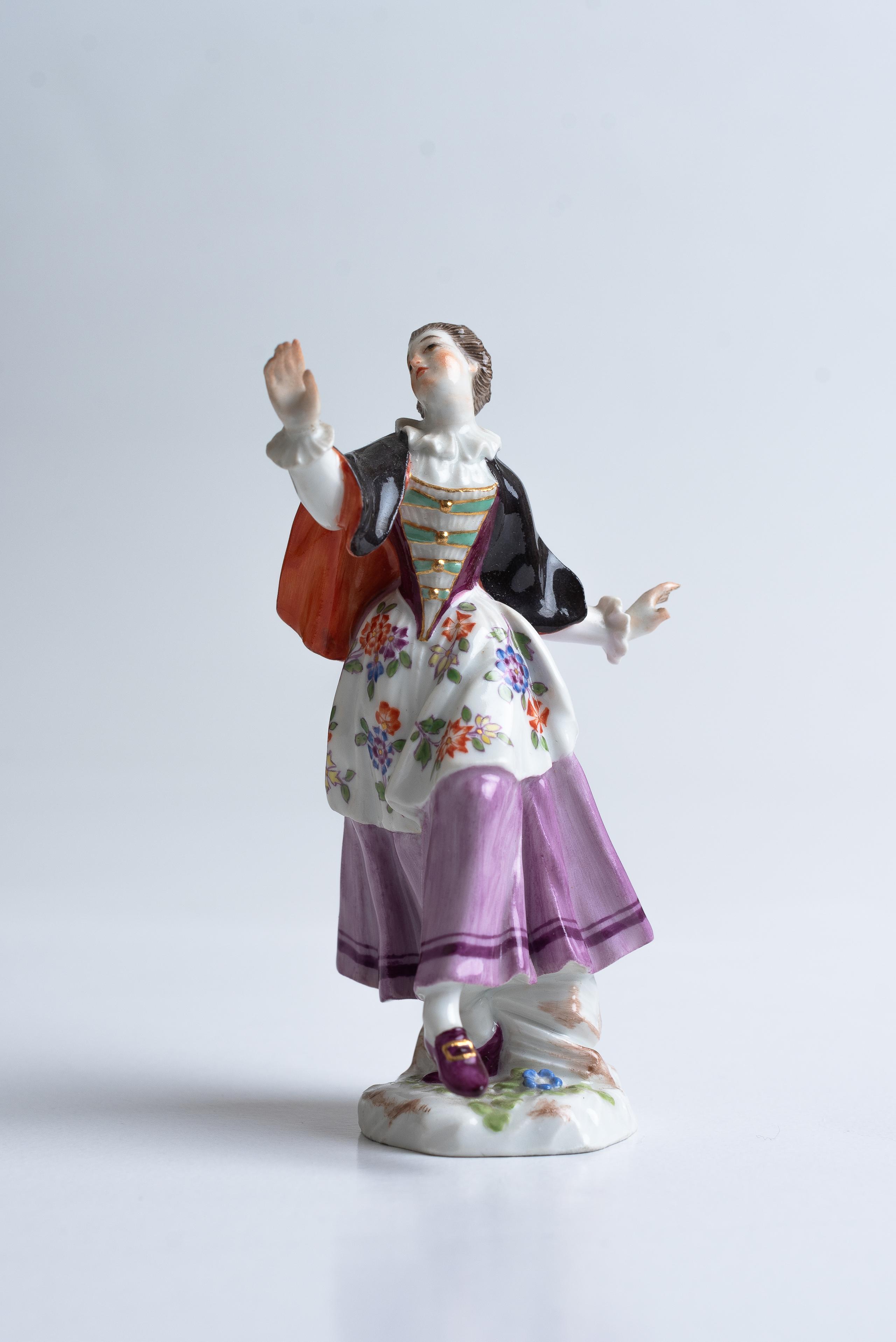 Figura di ragazza Meissen Ballarina Commedia dell'Arte Elias Meyer nr: 1596