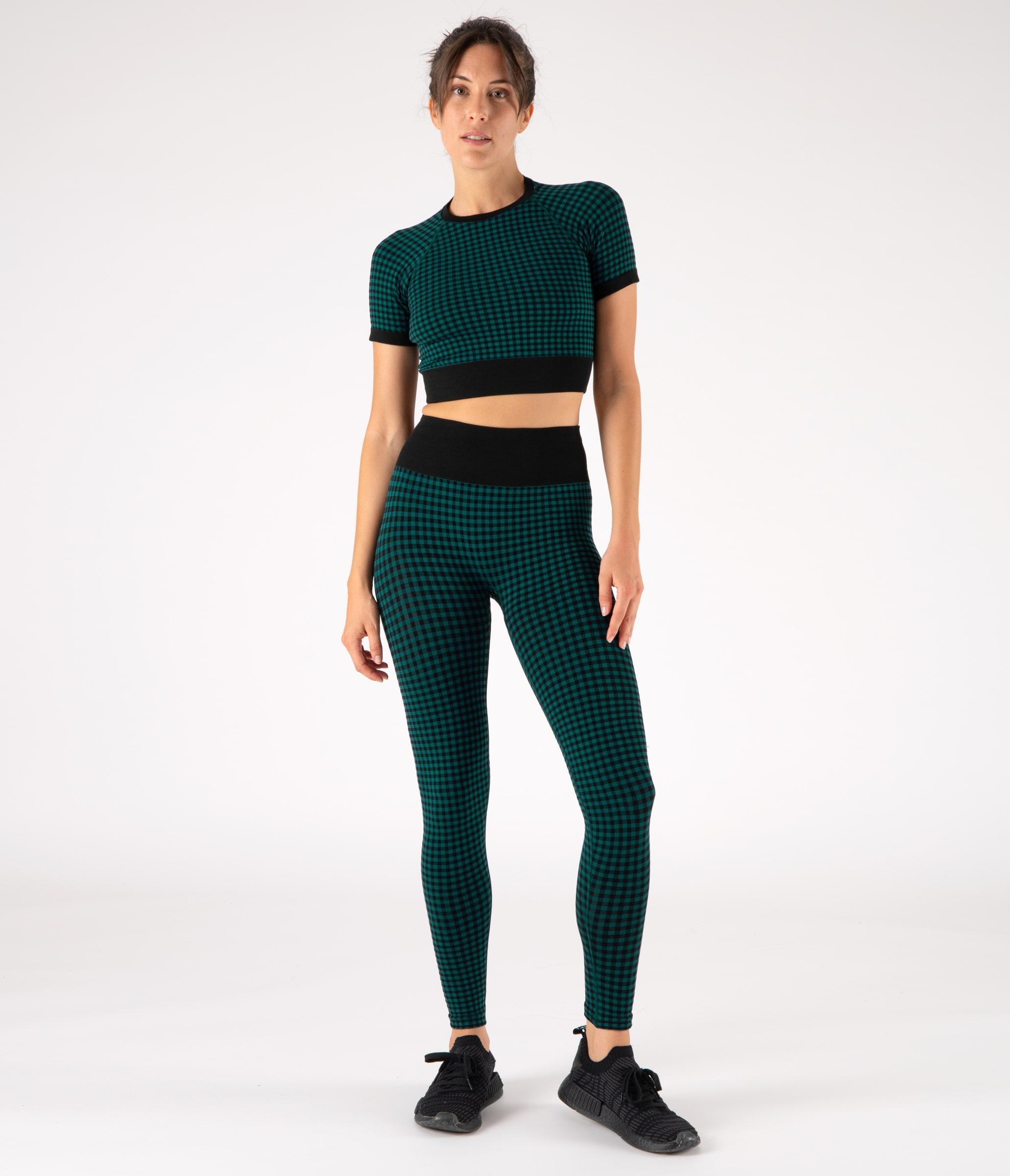 LEGGINGS SUTTON – CHECK – BLACK AND TEAL