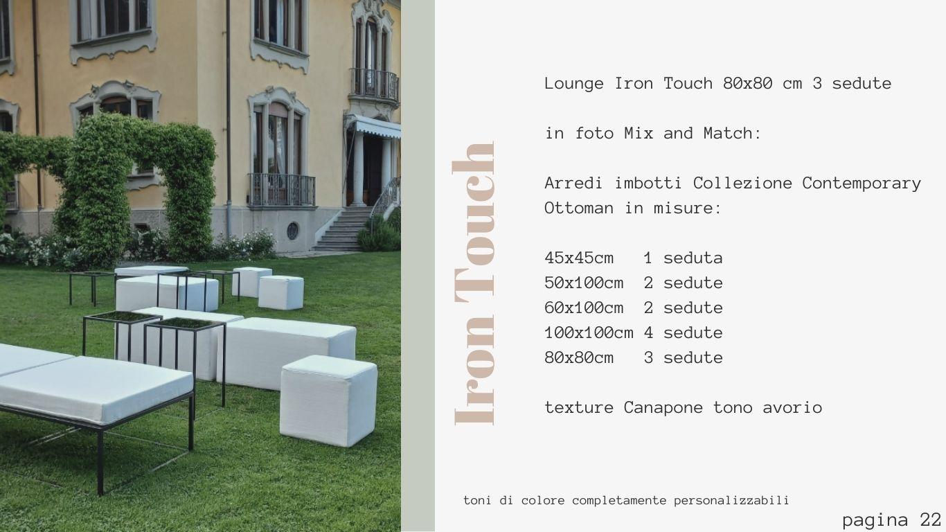 IRON TOUCH Lounge 80x80 cm con cuscino Canapone avorio