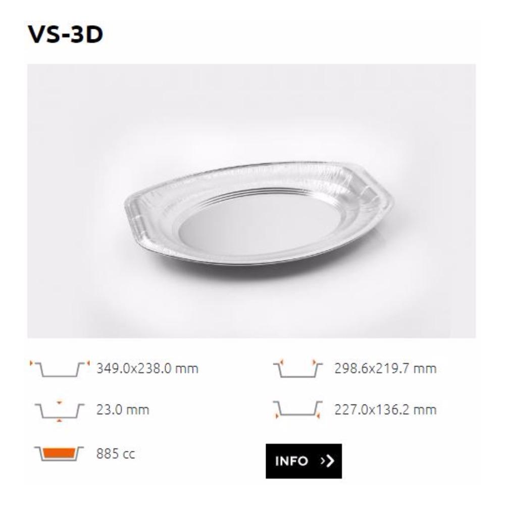 Vassoio alluminio VS-3D  piccolo 349 x 238 mm