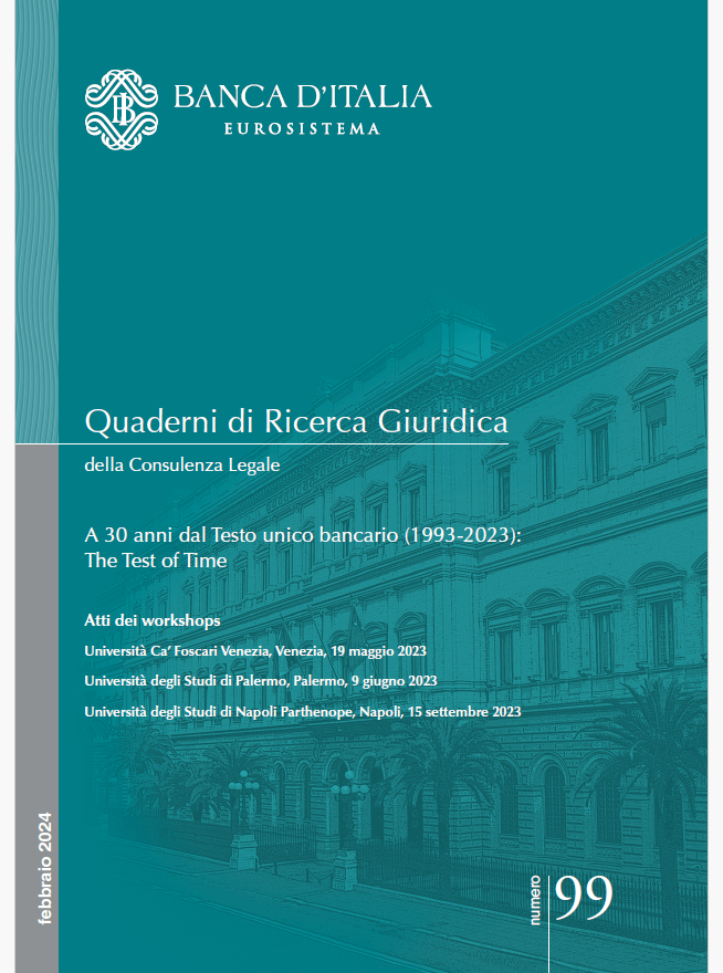 Pubblicazione del n. 99 dei Quaderni di Ricerca Giuridica della Consulenza Legale della Banca d'Italia