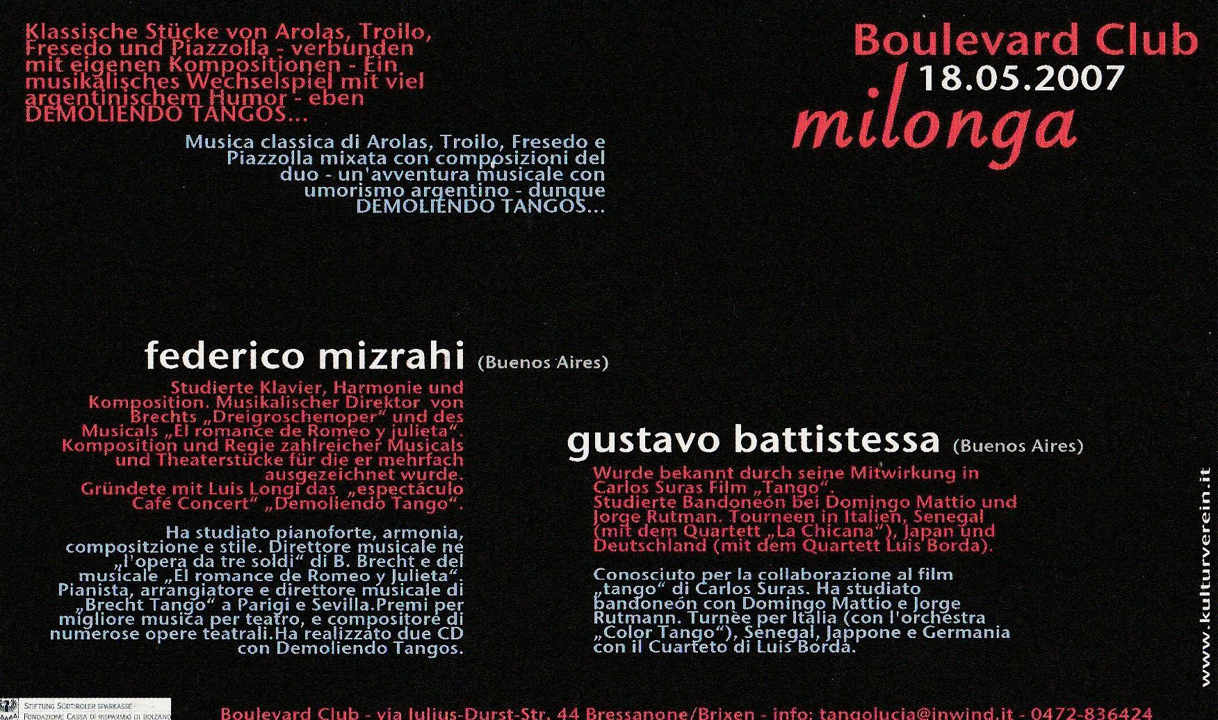 Milonga a Bressanone in collaborazione con "Kulturverein"