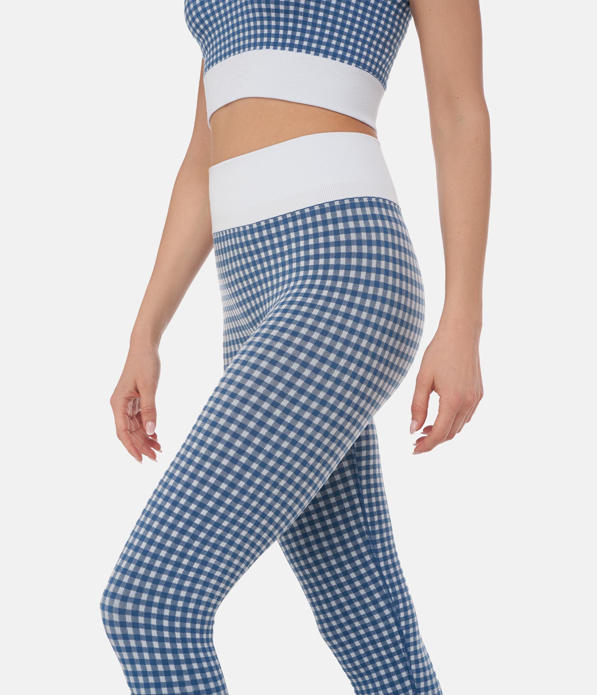 LEGGINGS SUTTON – VICHY – WHITE AND LAKE WATER