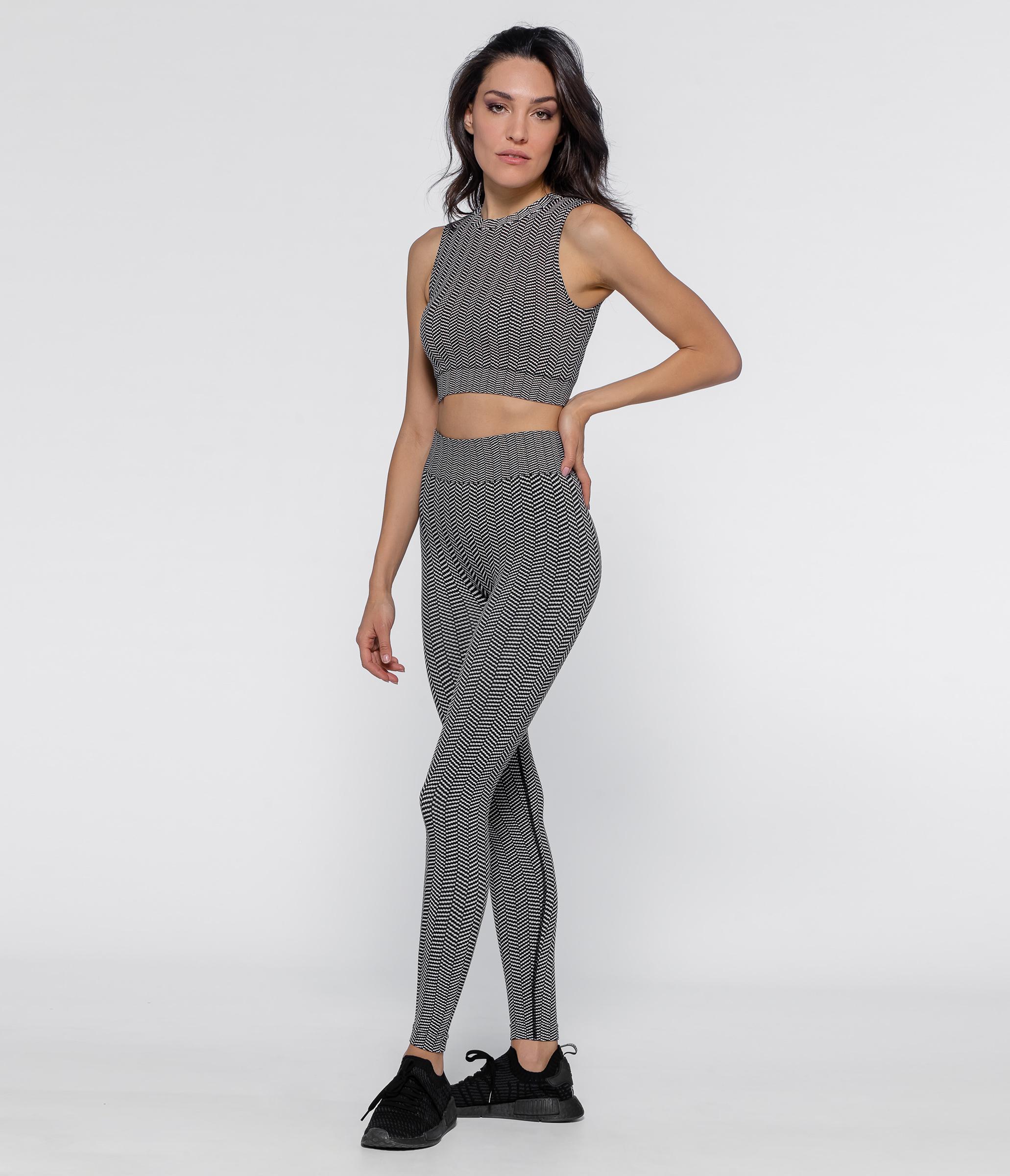 LEGGINGS SPORTIVO DAKOTA HERRINGBONE - BLACK/WHITE