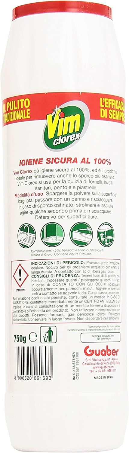 Vim Clorex Detersivo per superfici dure Igiene Sicura al 100% 12 x 750 gr