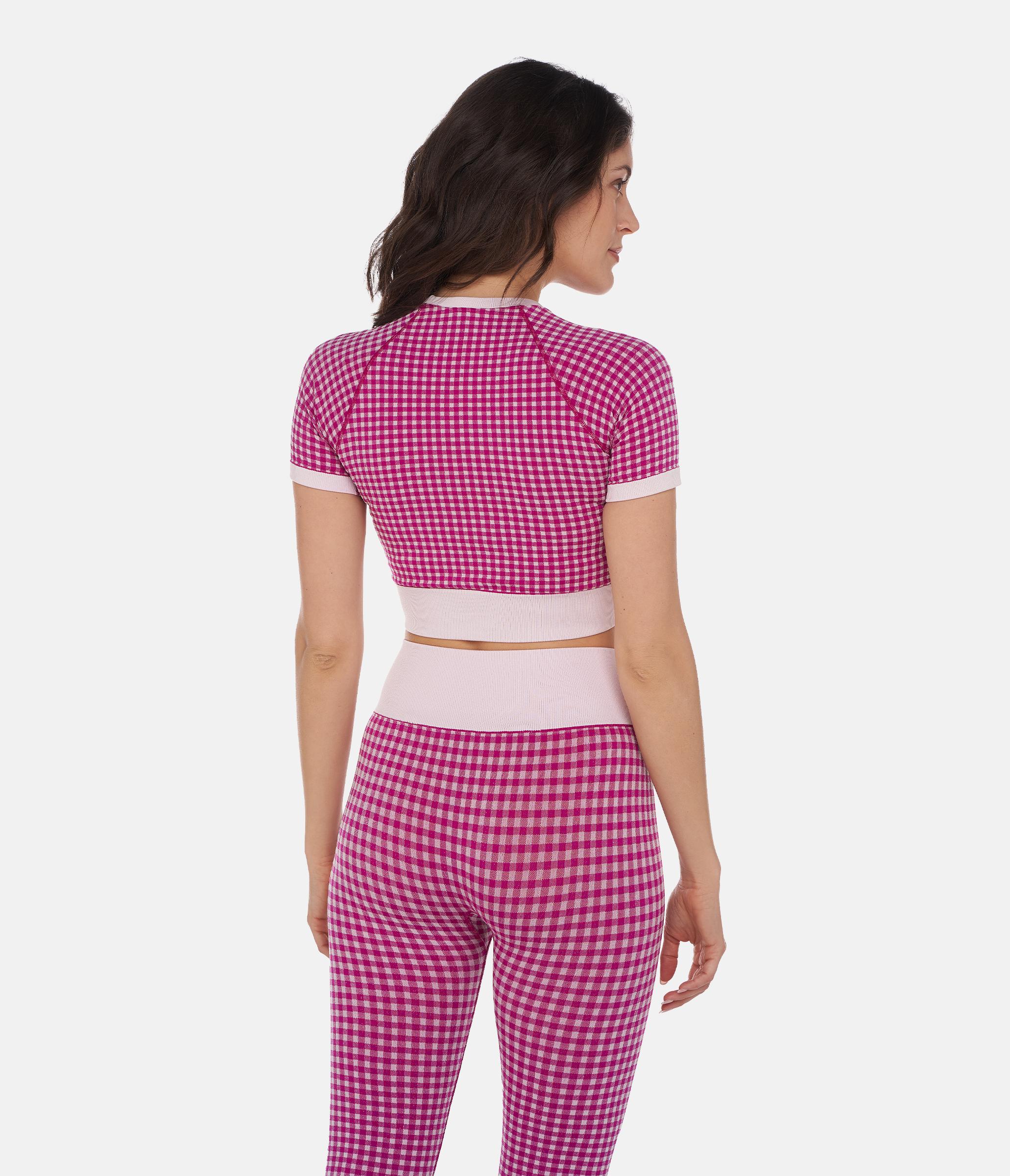 CROP TOP SPORTIVO GEORGIE – VICHY – WHITE AND ORCHID