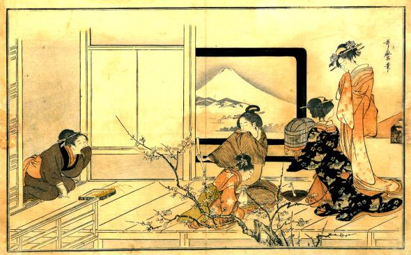 Kitagawa Utamaro (Giappone, 1756 - 1806) PREPARANDO IL CIBO PER L'USIGNOLO (1798)