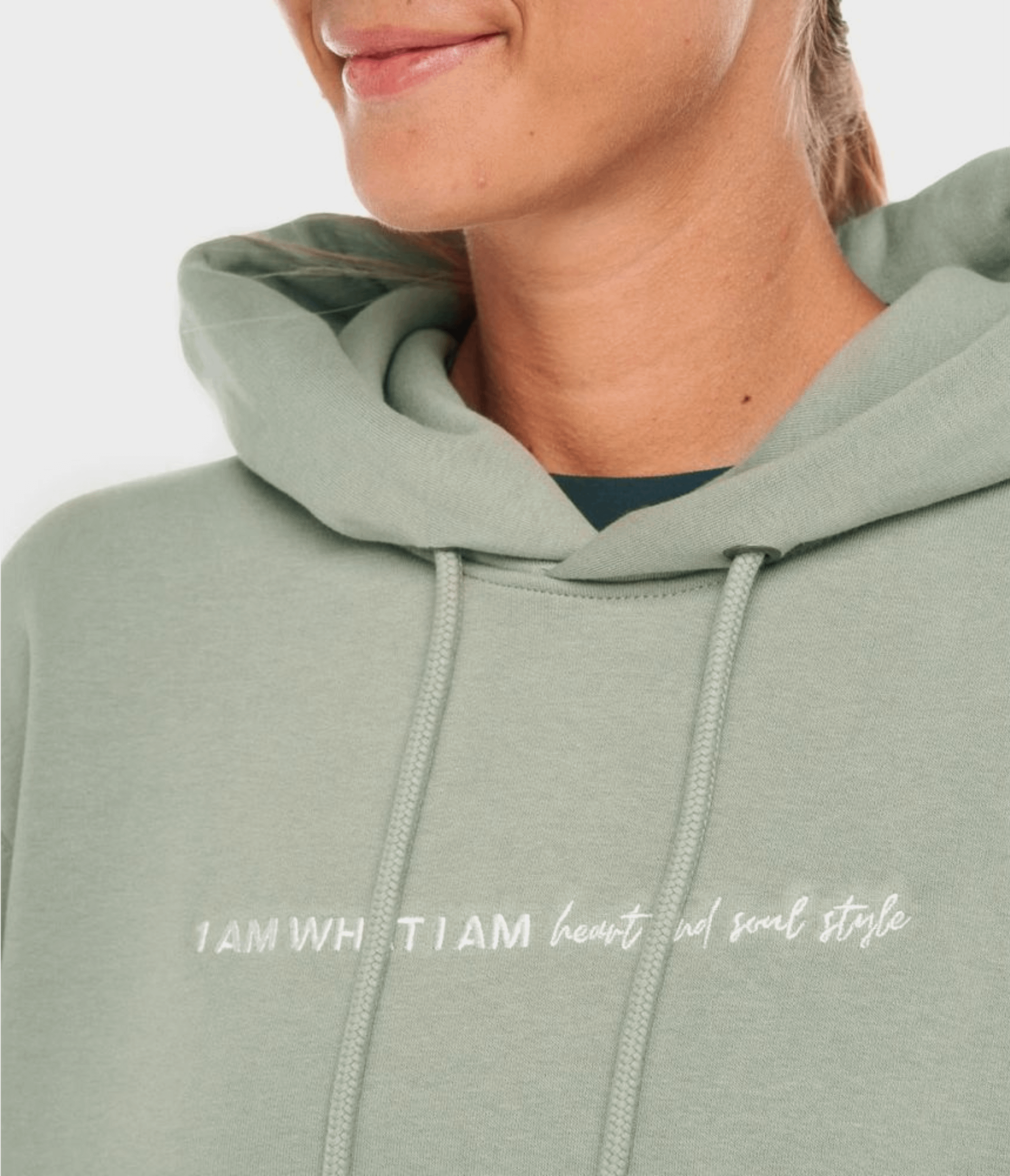 FELPA CON CAPPUCCIO TRIBECA – I AM WHAT I AM – ALMOND GREEN