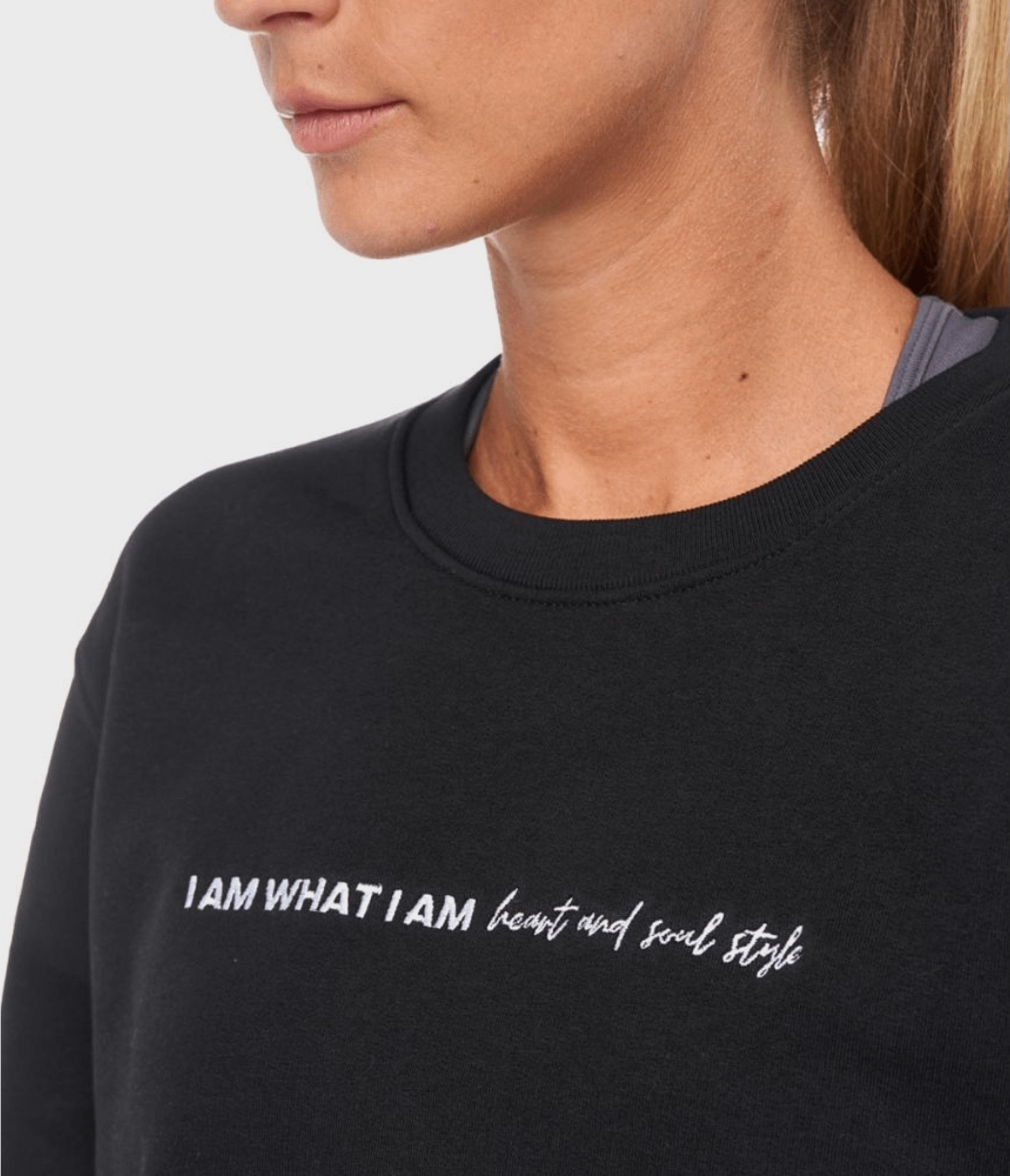 FELPA GIROCOLLO COLUMBIA – I AM WHAT I AM - BLACK