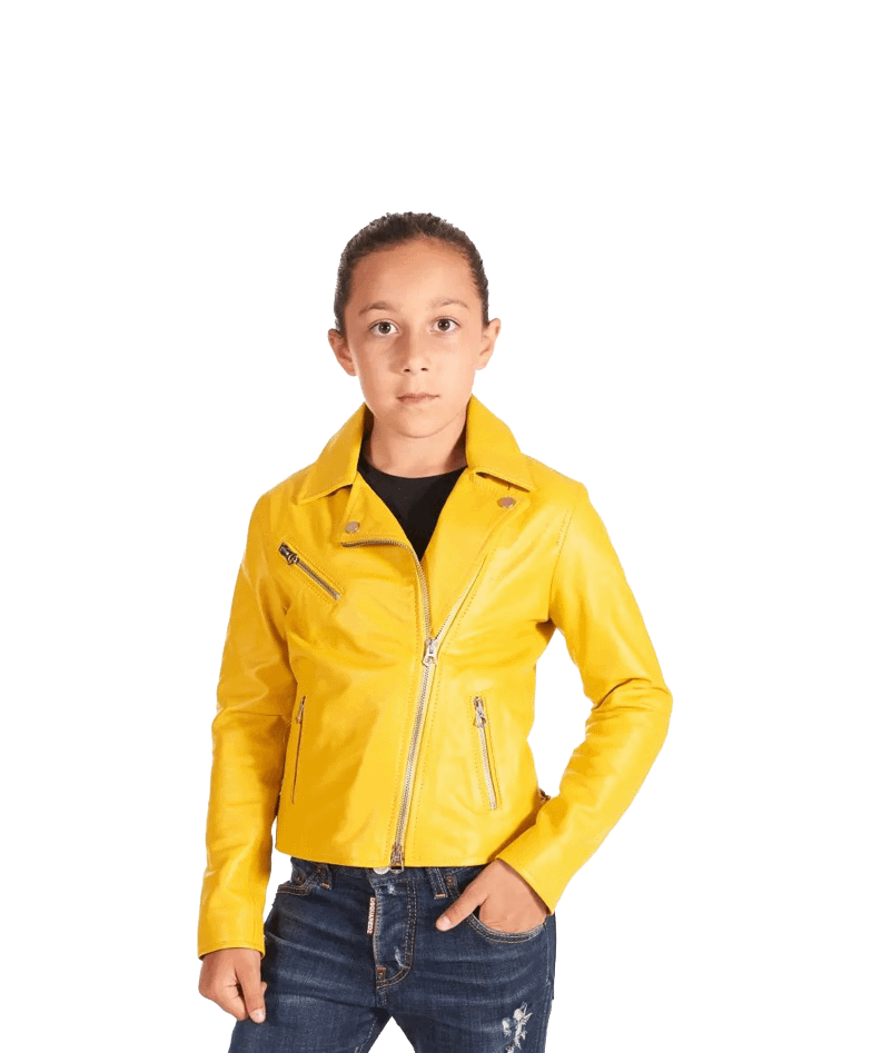 Chiodo Baby - Chiodo Baby giallo giacca unisex in pelle per bambino