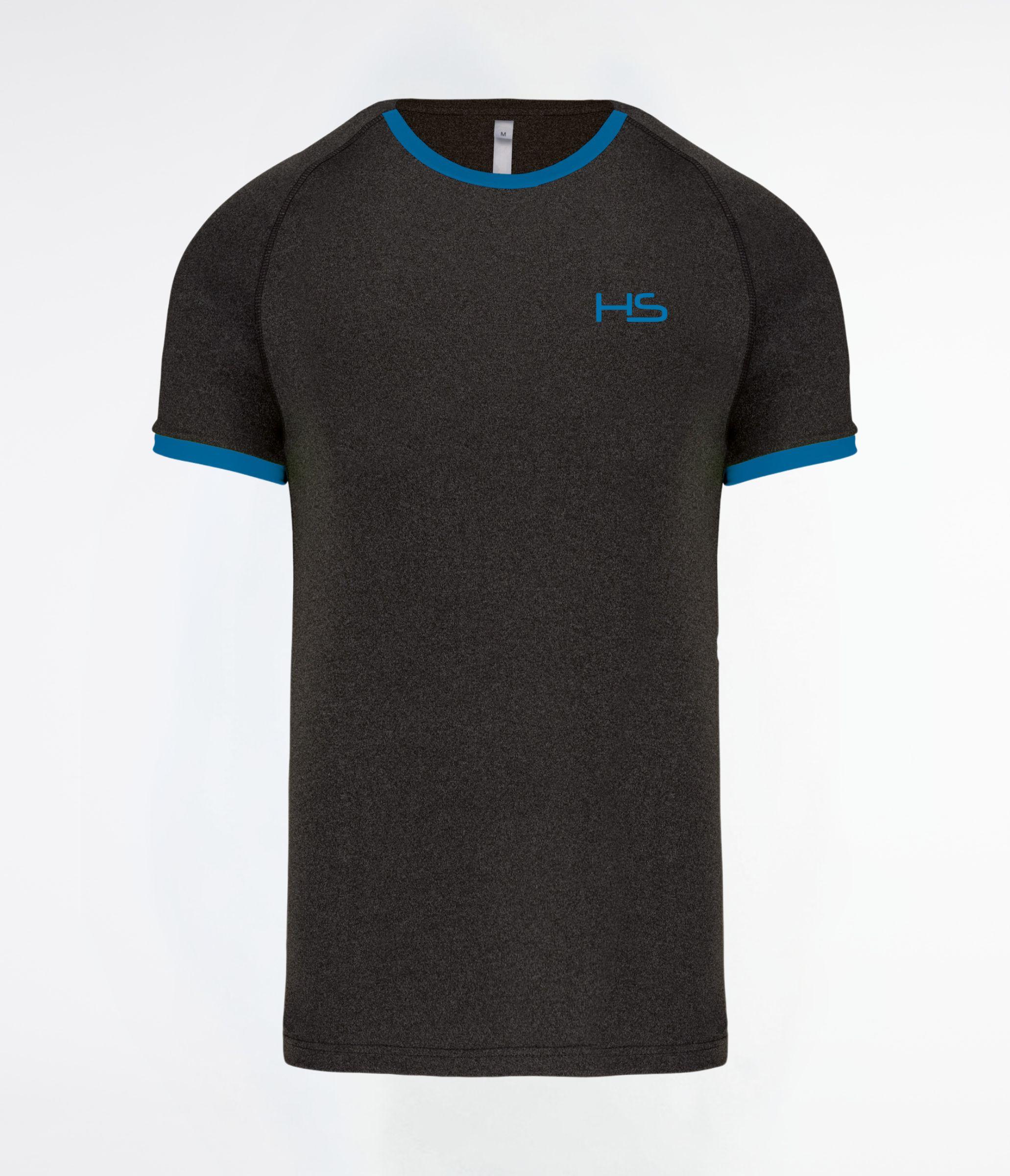 T-shirt performance dark grey heather/tropical blue