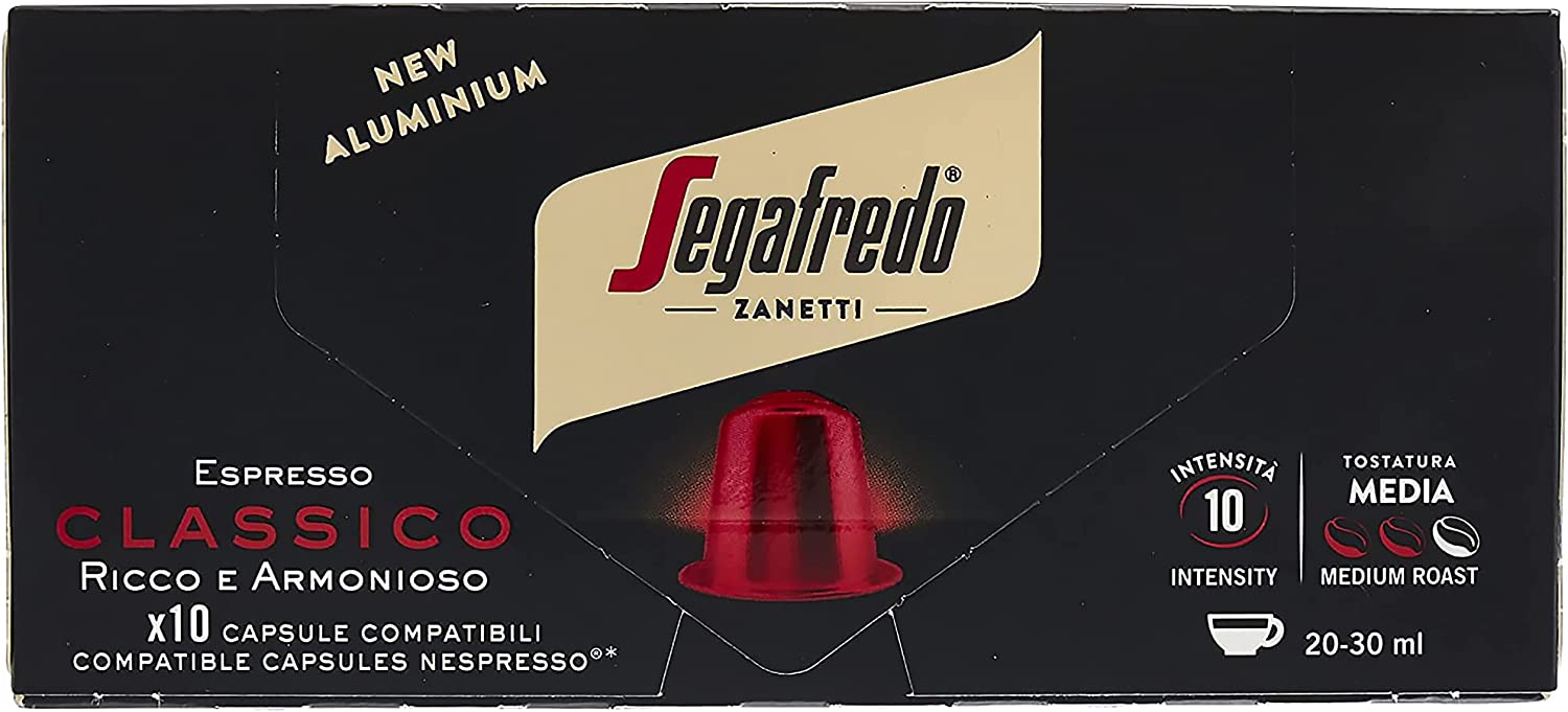 Segafredo Zanetti 100 Capsule in Alluminio compatibili con Nespresso®  di Caffè Classico 10 Astucci