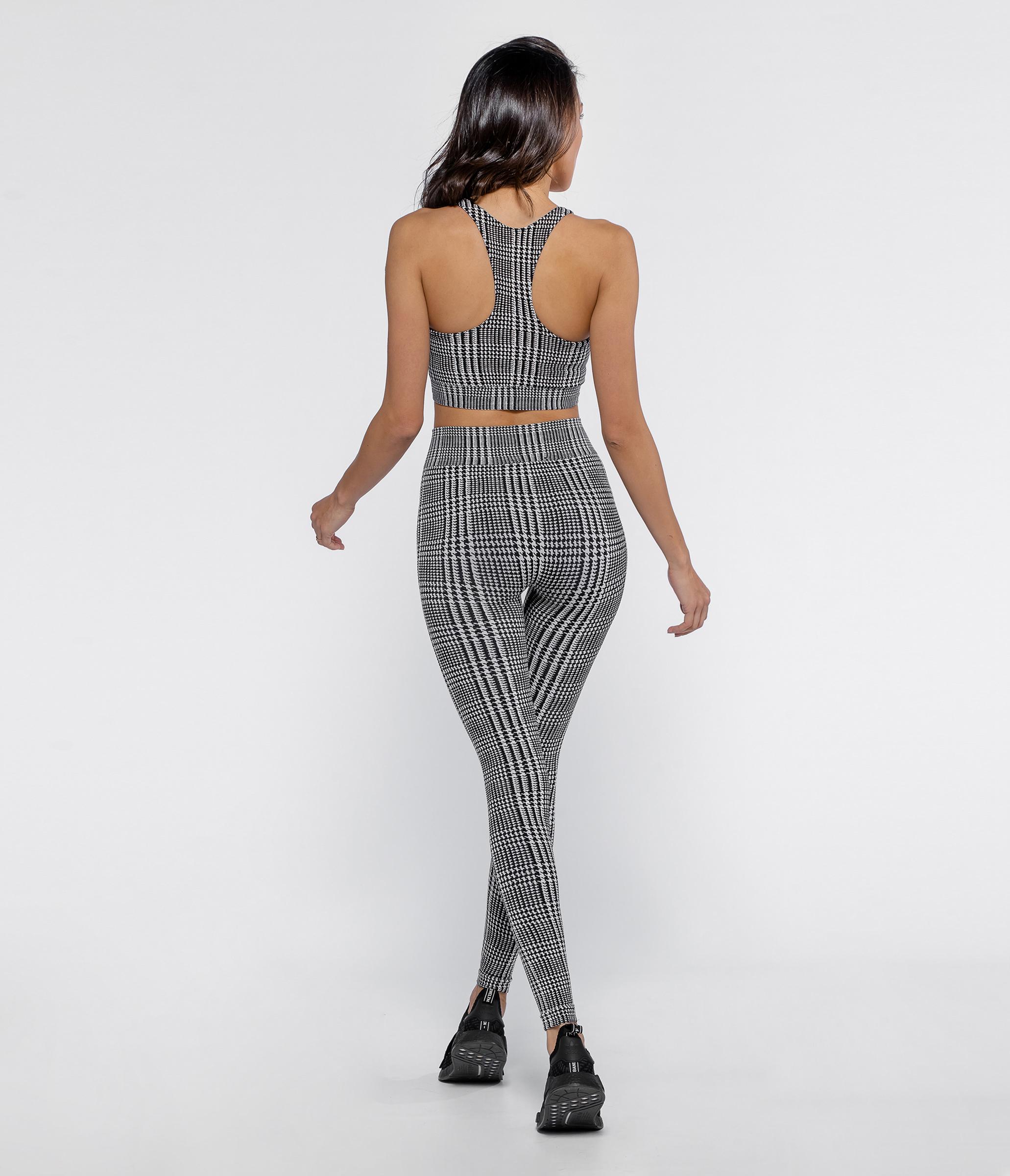 LEGGINGS SPORTIVI IN DRYARN DAKOTA HOUNDSTOOTH - BLACK/WHITE