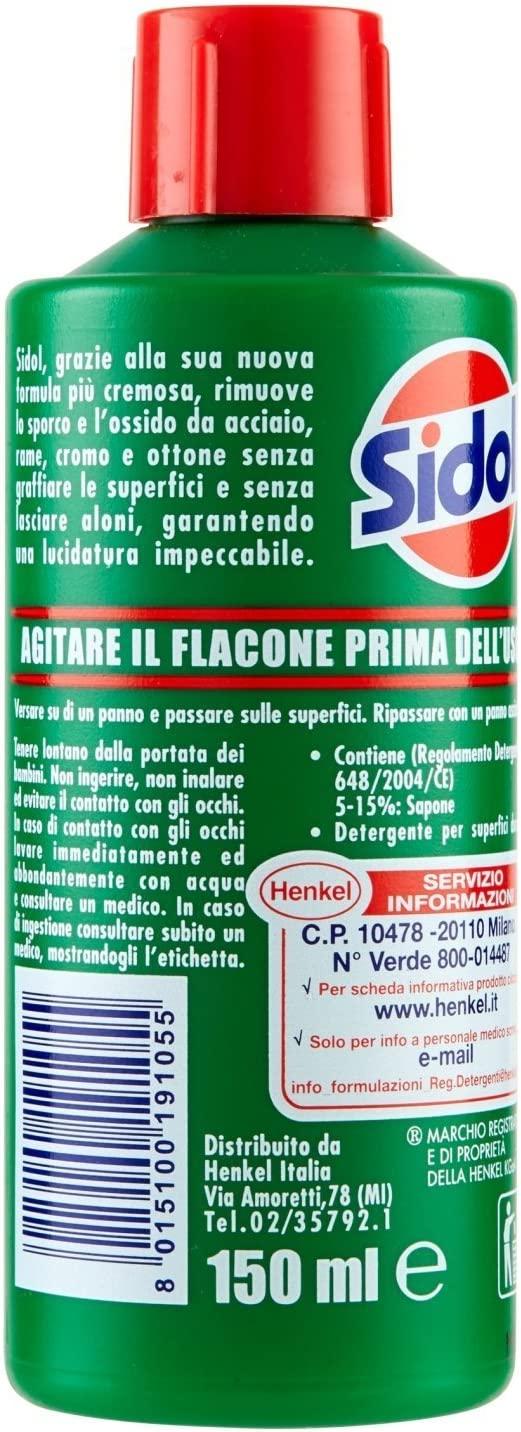 Sidol Lucida Tutti i Metalli Senza Graffiare 6 Pezzi da 150 ml
