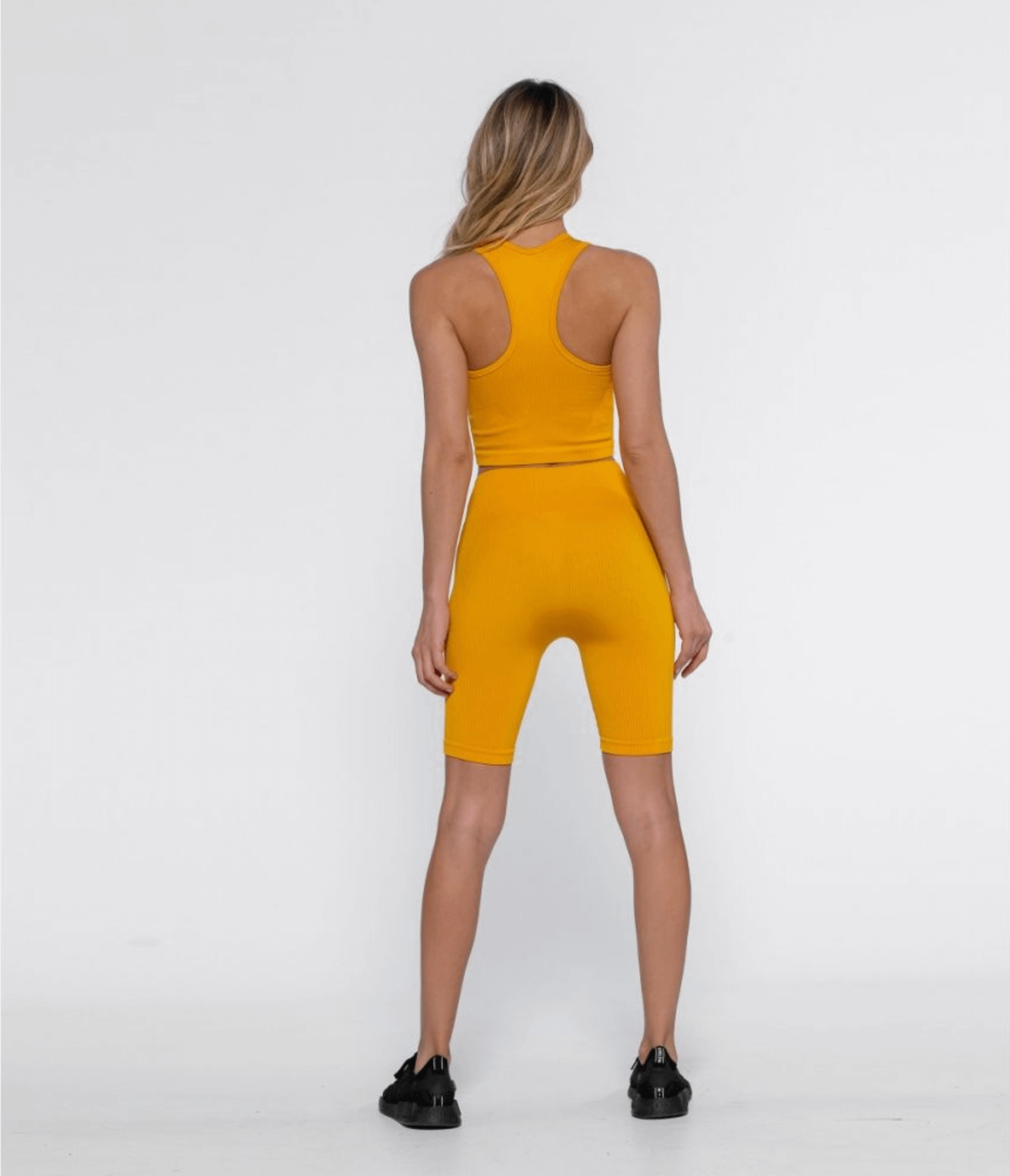 TOP SPORTIVO VIVI SHINY RIBBED SUNFLOWER YELLOW - SEAMLESS