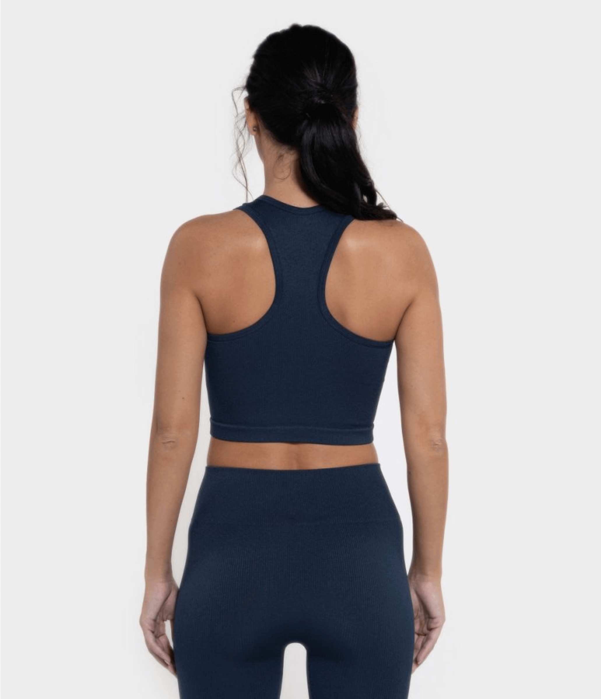 TOP SPORTIVO VIVI SHINY RIBBED SPACE BLUE - SEAMLESS