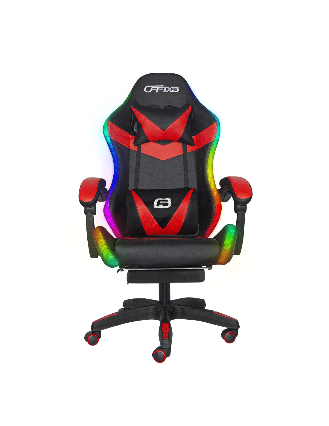Poltrona Gaming con LED RGB in Ecopelle NERA ROSSA