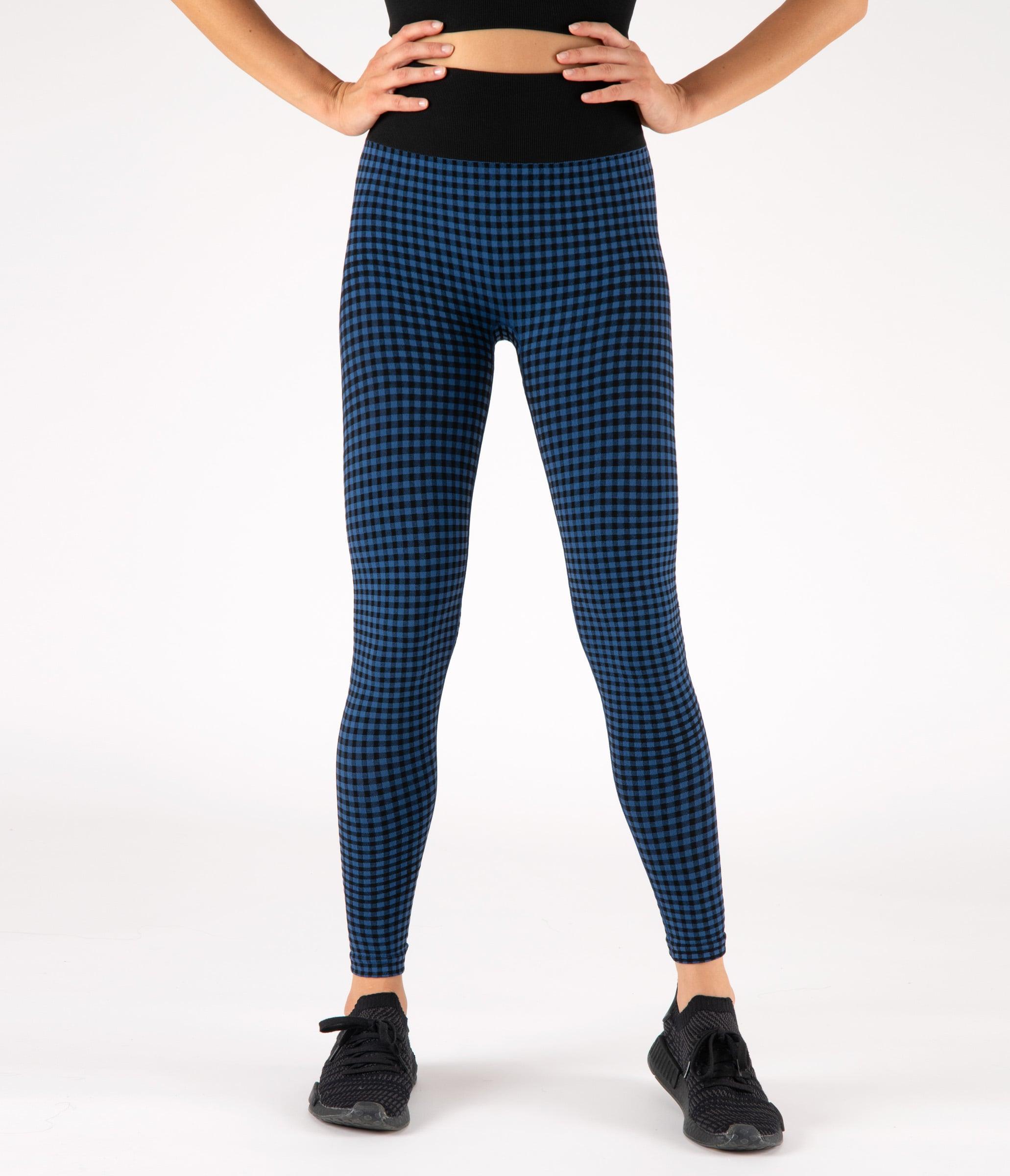 LEGGINGS SUTTON – CHECK – BLACK AND COBALT