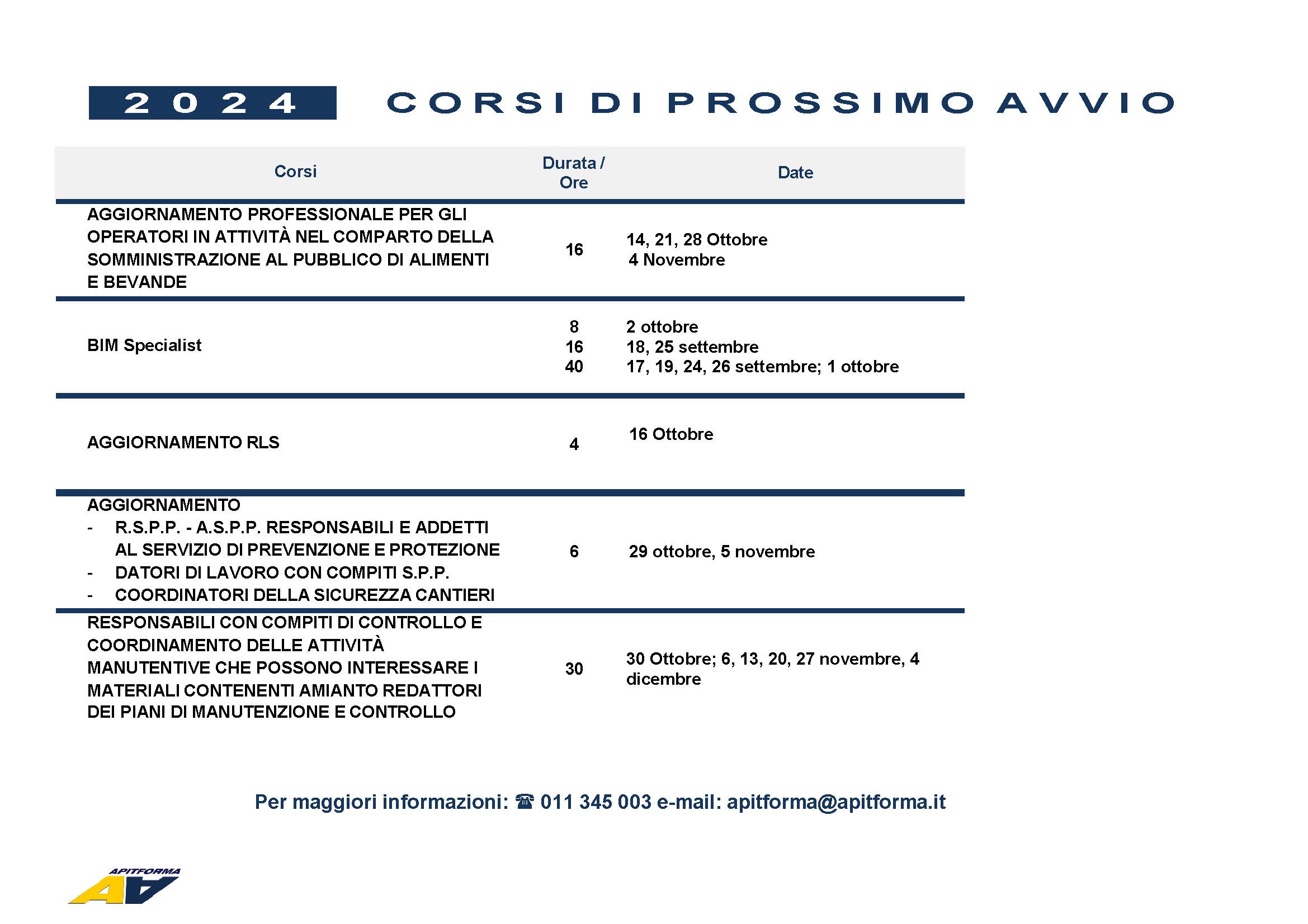 formazione 2024 - corsi Apitforma