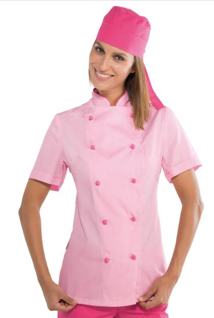 giacca cuoco lady extra light rosa + fuxia m/c