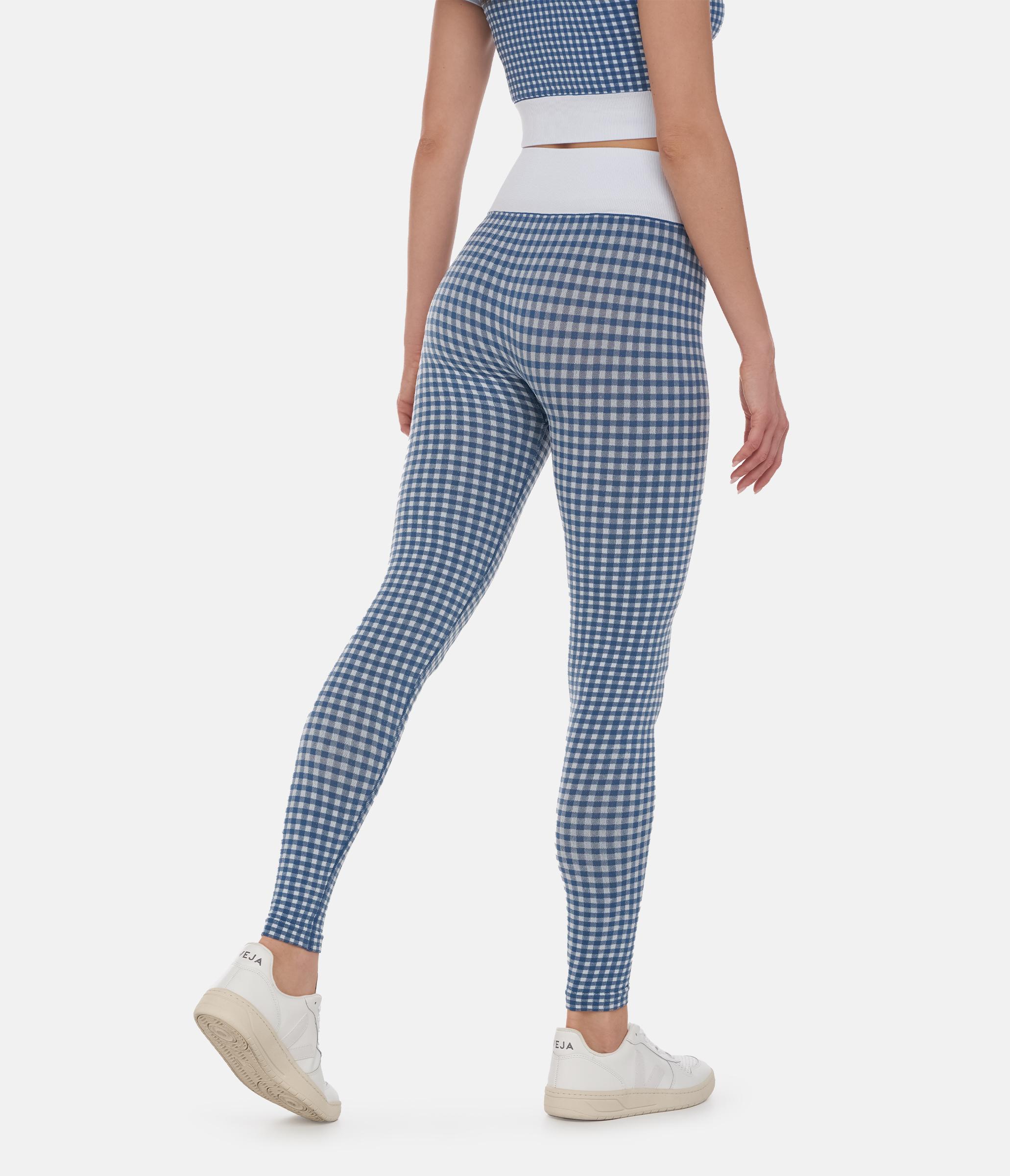 LEGGINGS SUTTON – VICHY – WHITE AND LAKE WATER