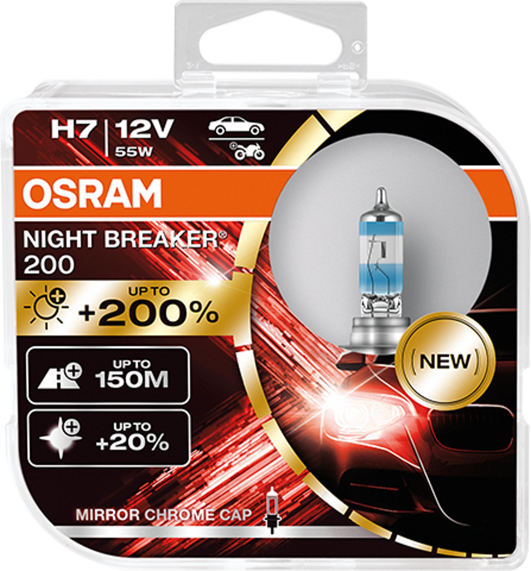 Lampade OSRAM H7 NIGHT BREAKER® 200 Duo Box +200%